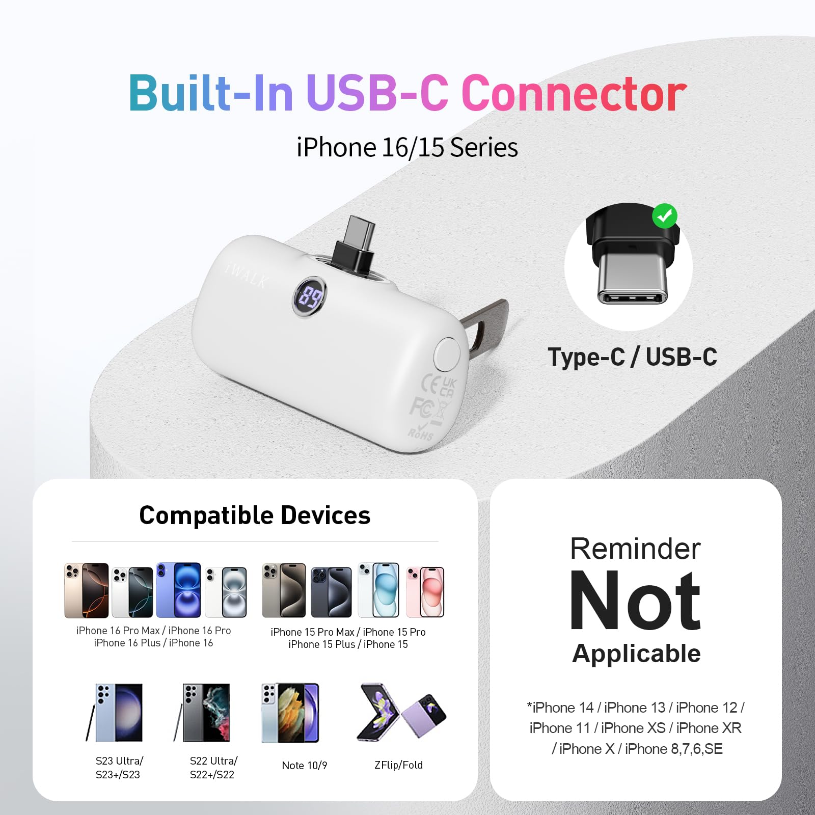 Foto 5 pulgar | Cargador Portátil Iwalk 5000mah 20w Pd De Carga Rápida Usb-c - Venta Internacional.