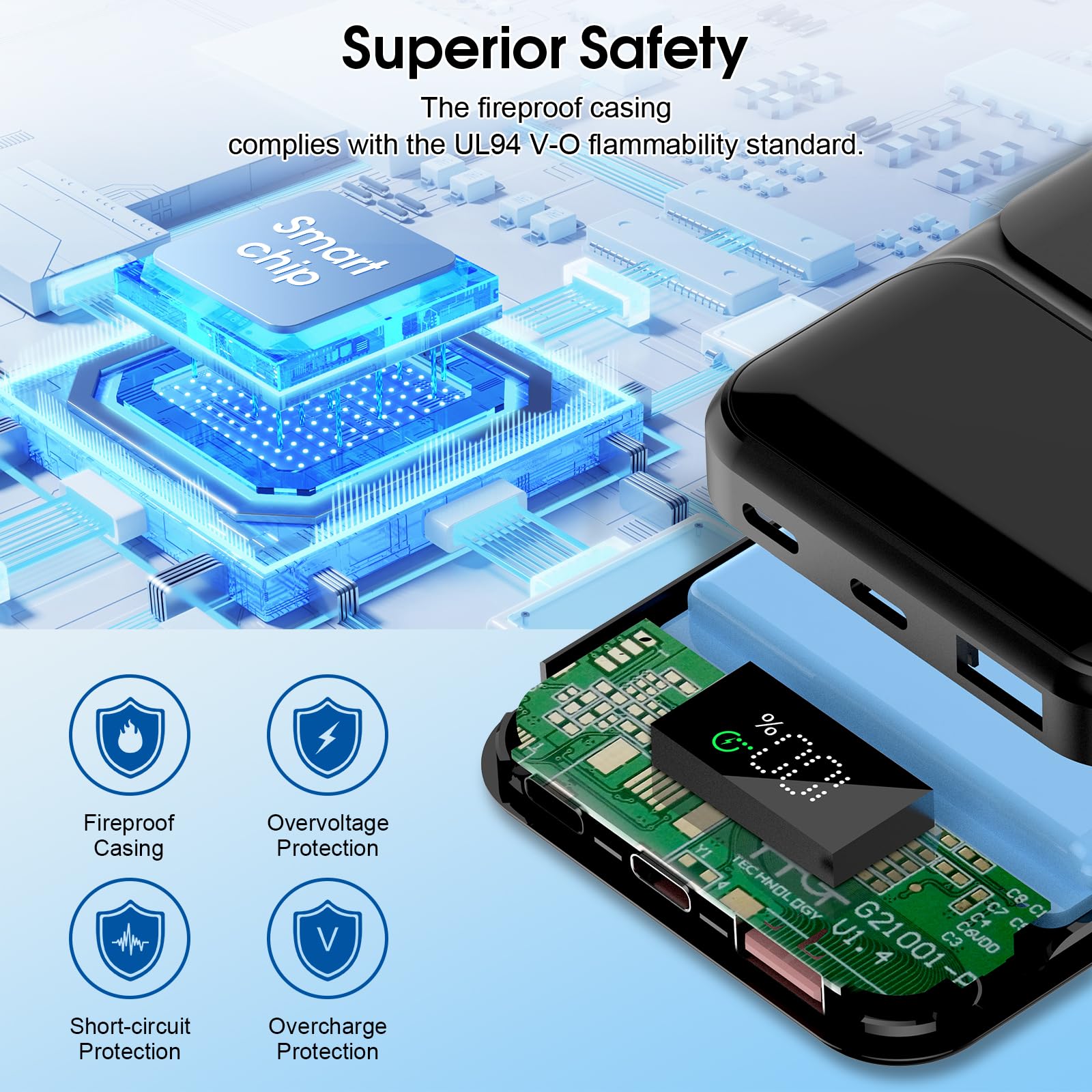 Foto 5 pulgar | Power Bank Dbasne, 10000 Mah, 22,5 W, Carga Rápida Usb-c, Color Negro - Venta Internacional.