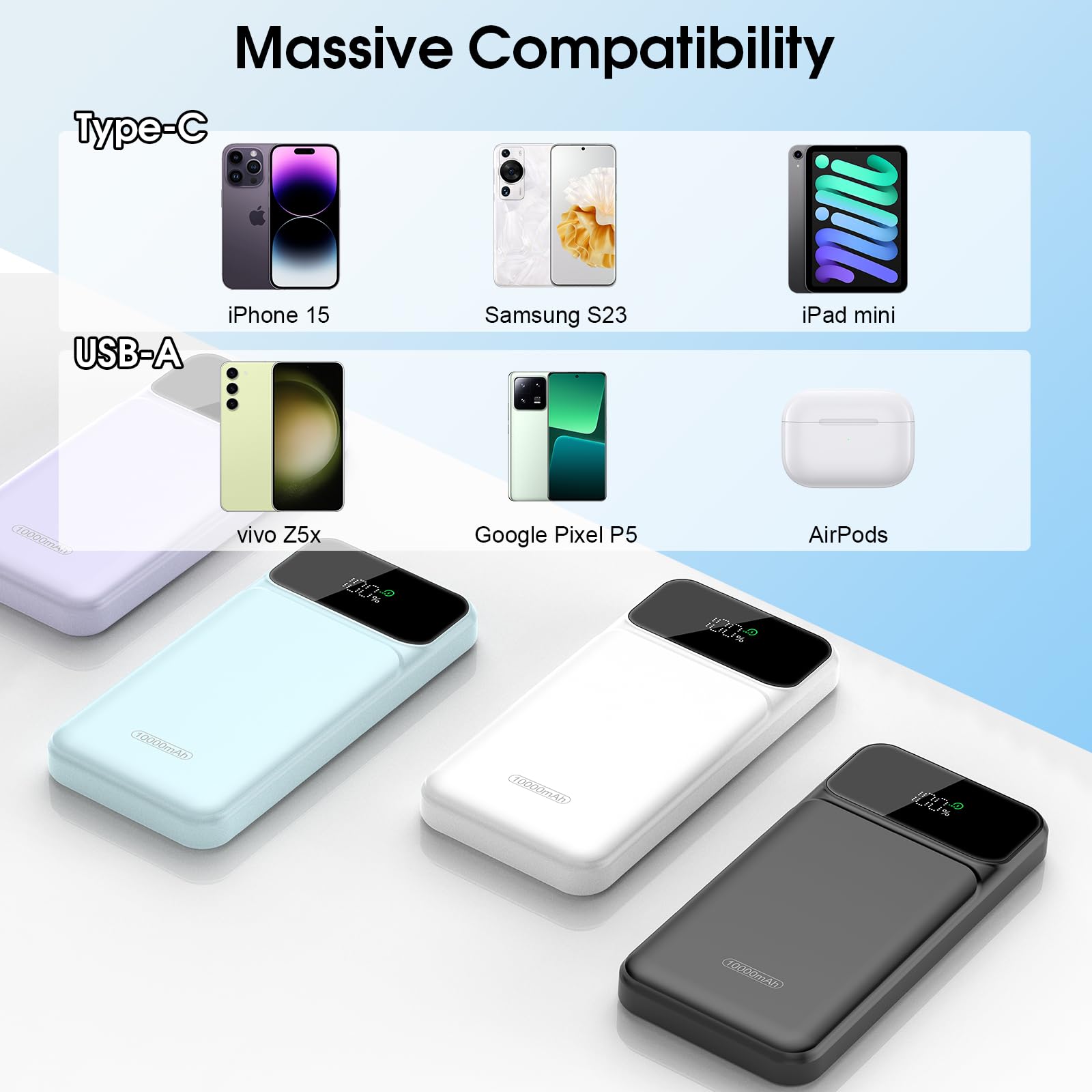 Foto 6 pulgar | Power Bank Dbasne, 10000 Mah, 22,5 W, Carga Rápida Usb-c, Color Negro - Venta Internacional.