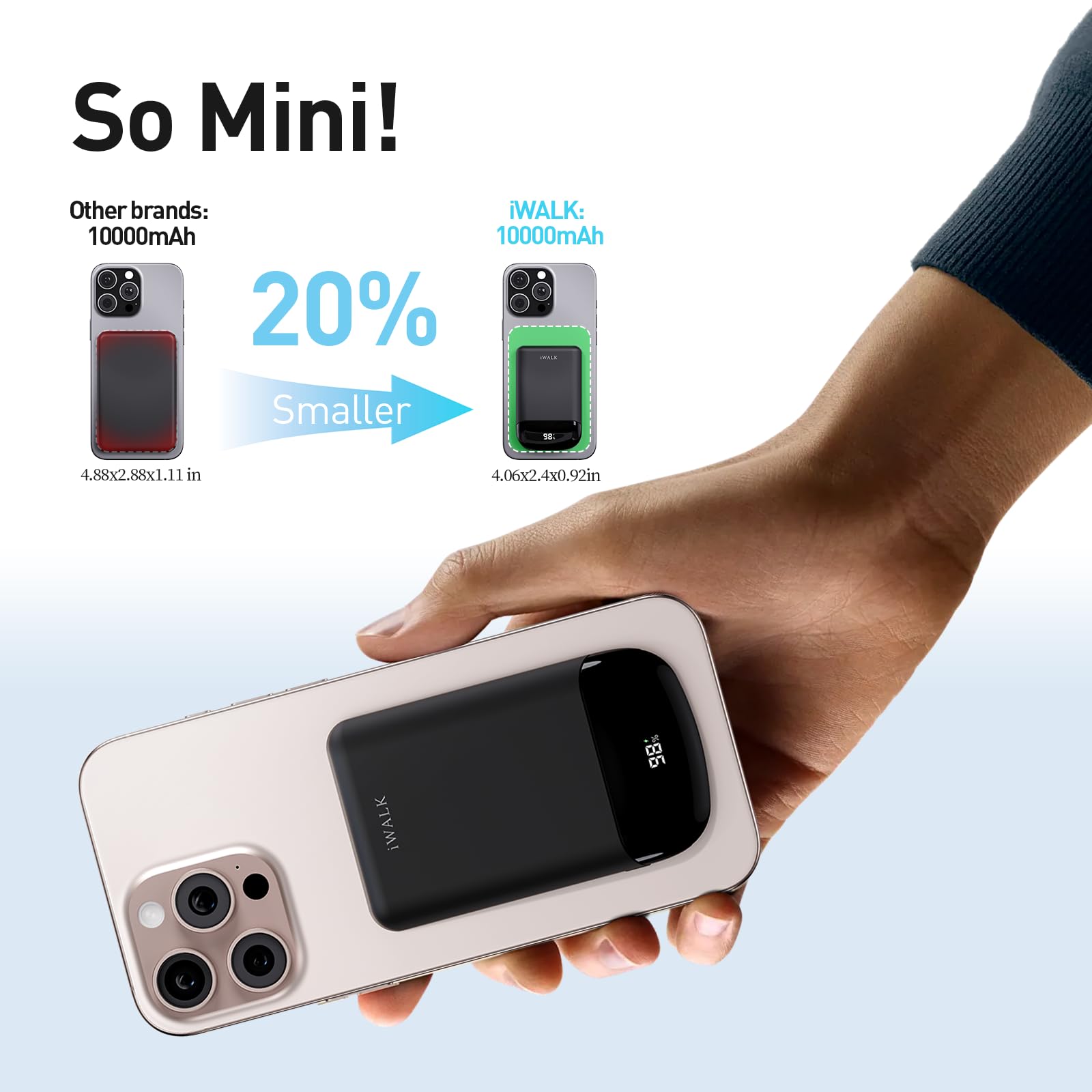 Foto 3 | Cargador Portátil Iwalk 10,000mah Magnetic Power Bank Negro - Venta Internacional.