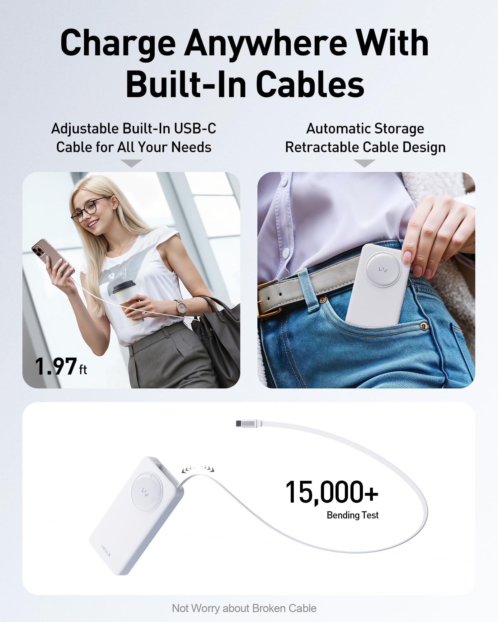 Foto 4 pulgar | Cargador Portátil Iwalk De 10000 Mah Con Carga Rápida Pd De 30 W, Color Blanco - Venta Internacional.