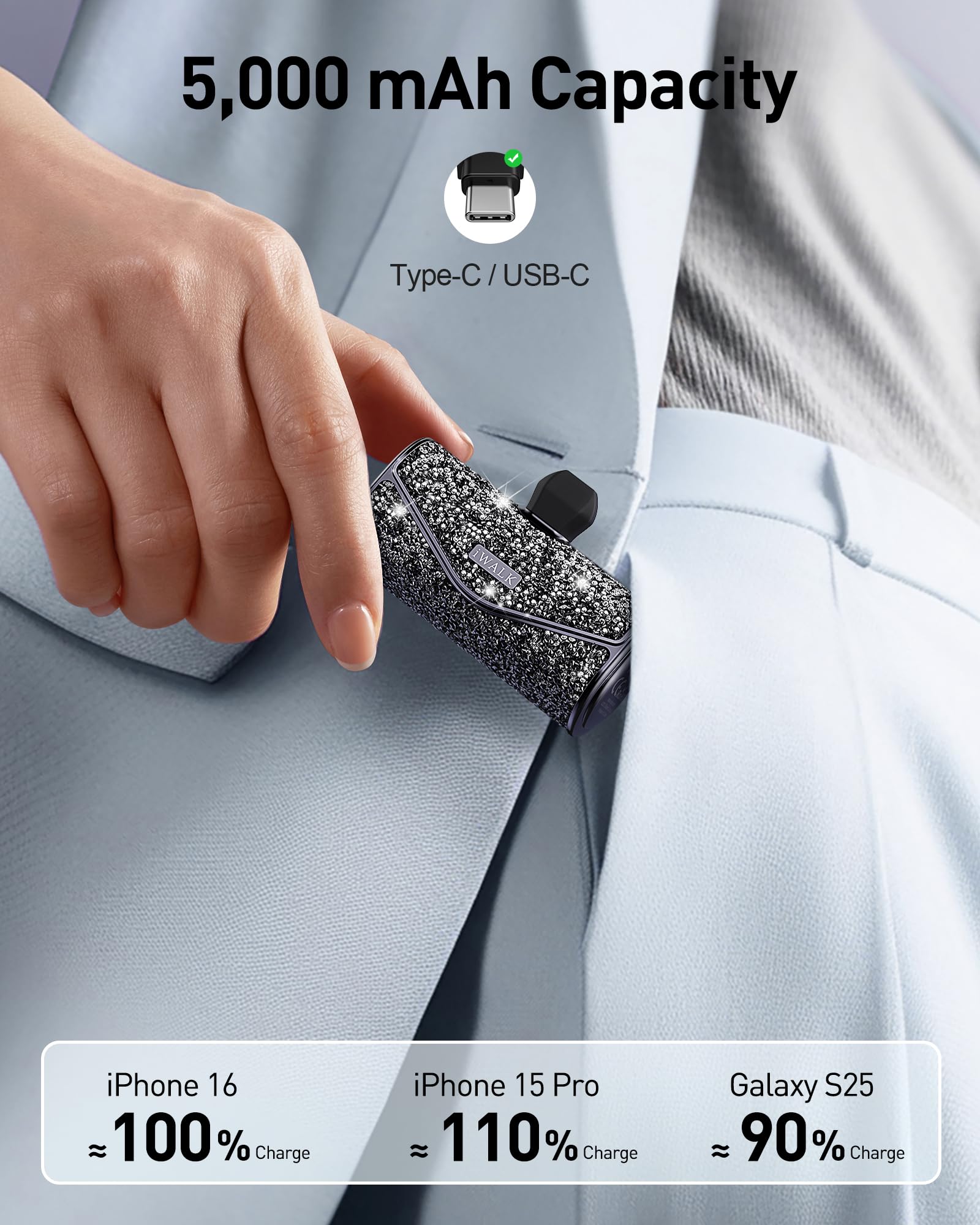 Foto 5 pulgar | Cargador Portátil Iwalk Sparkly 5000 Mah 22,5 W Para Iphone - Venta Internacional.