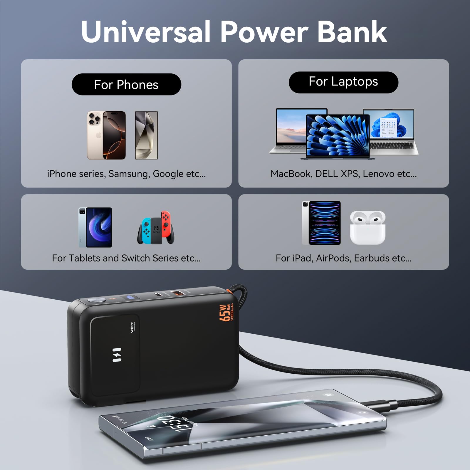 Foto 6 | Cargador Portátil Selore&s-global 3 En 1 De 10.000 Mah Para Iphone - Venta Internacional.
