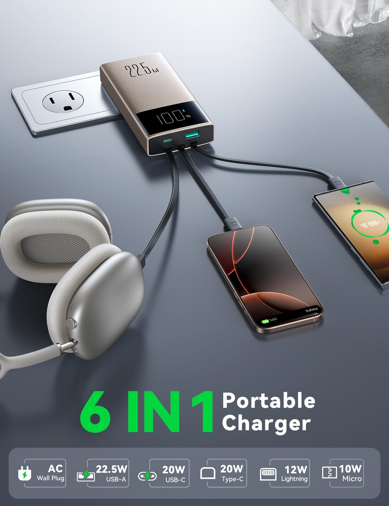 Foto 3 pulgar | Cargador Portátil Joyroom Power Bank De 10000 Mah Con Cables Integrados - Venta Internacional.