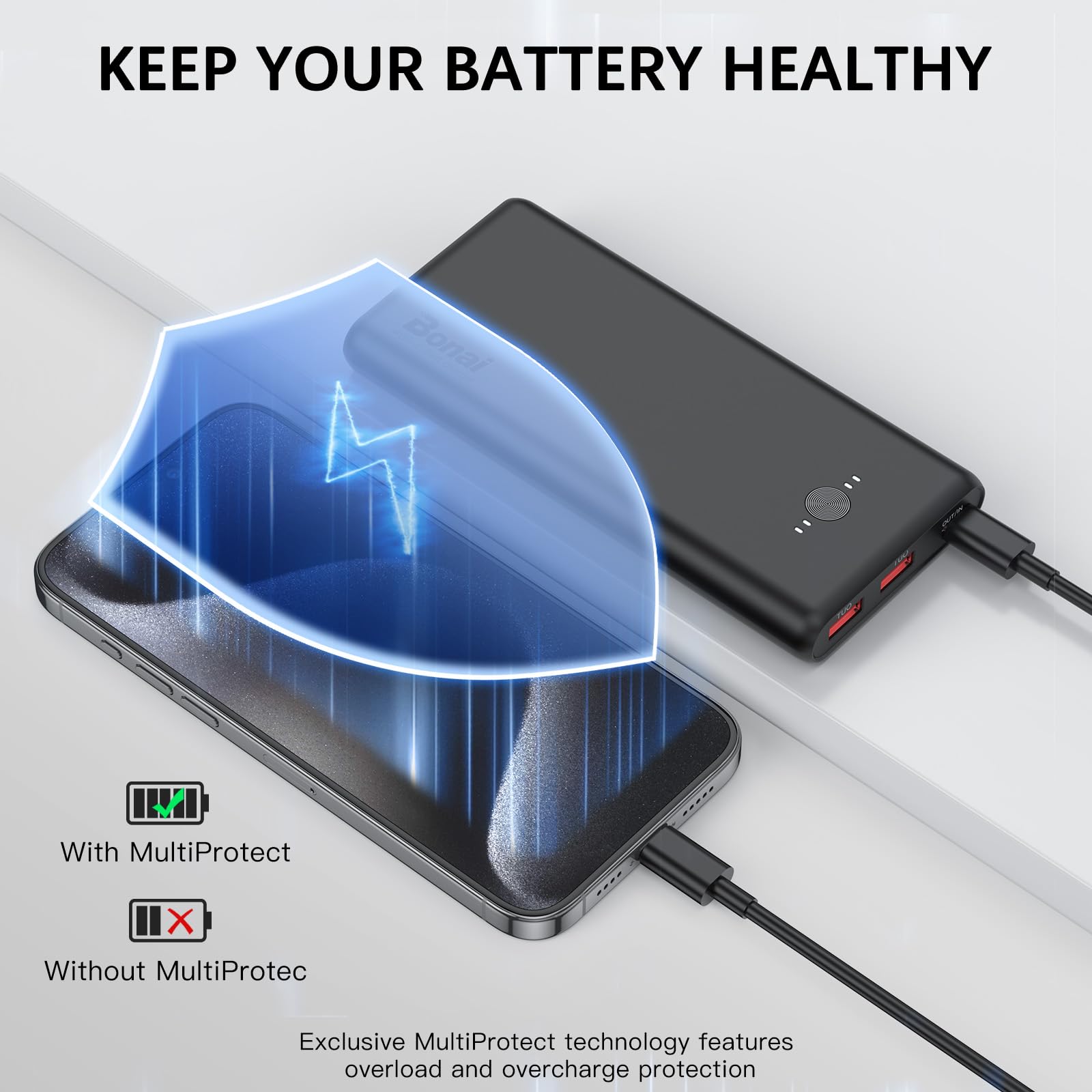Foto 5 | Cargador Portátil Power Bank Bonai 10000mah Usb-c 5v/3a - Negro - Venta Internacional.