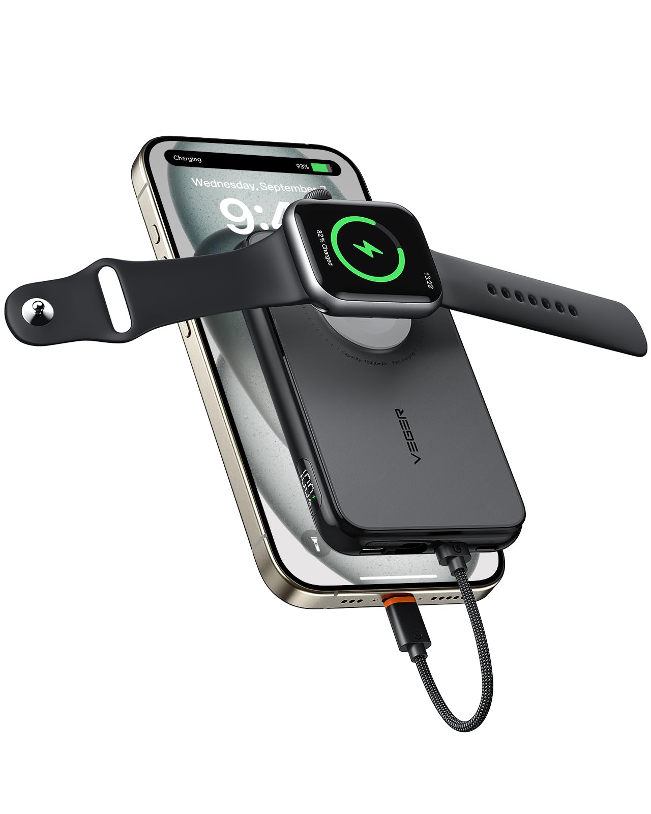 Cargador Portátil Veger De 10000 Mah Con Cable Integrado Pd De 20 W - Venta Internacional.