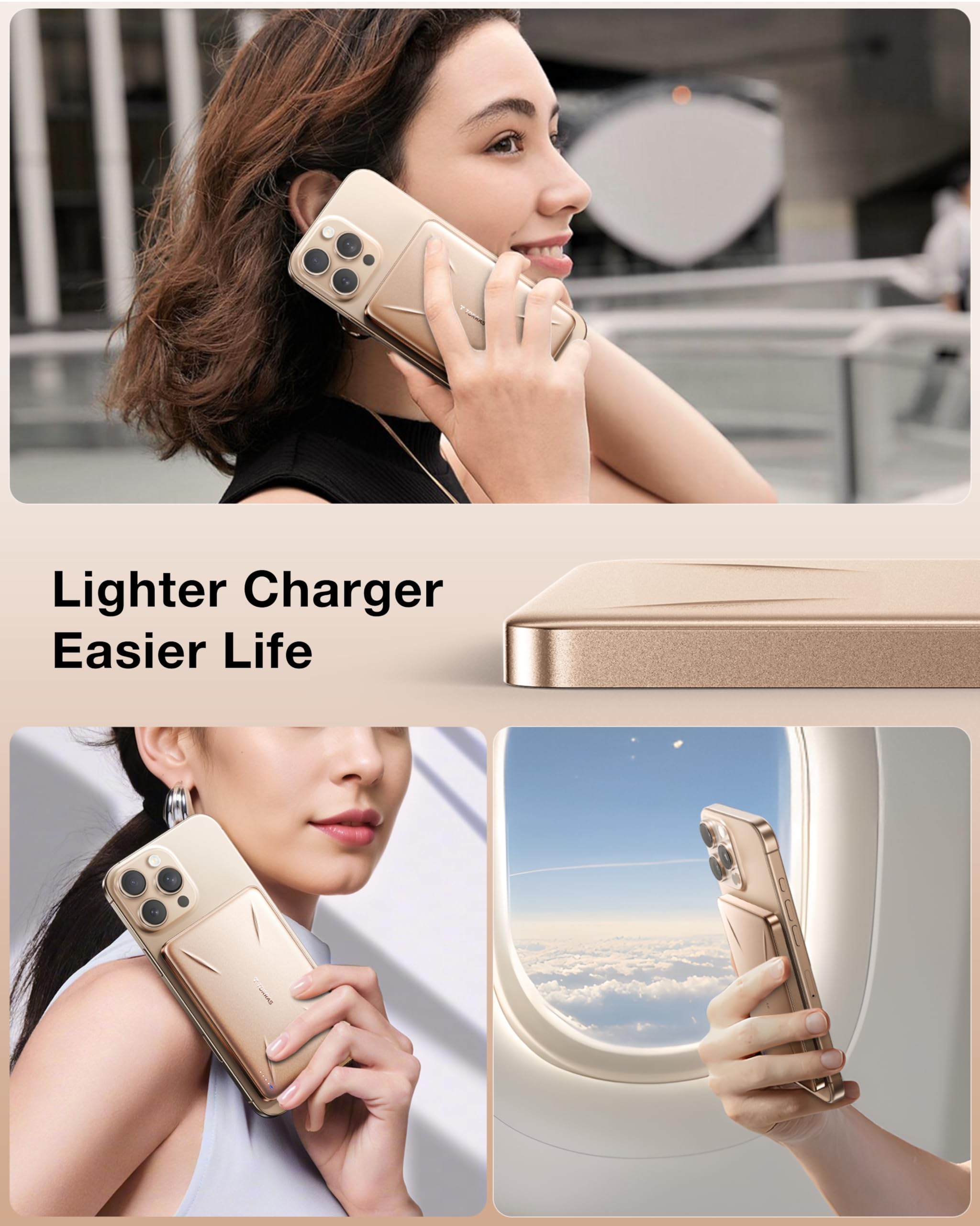 Foto 4 pulgar | Cargador Portátil Torras Slatemag De 5.000 Mah Para Iphone Gold - Venta Internacional.