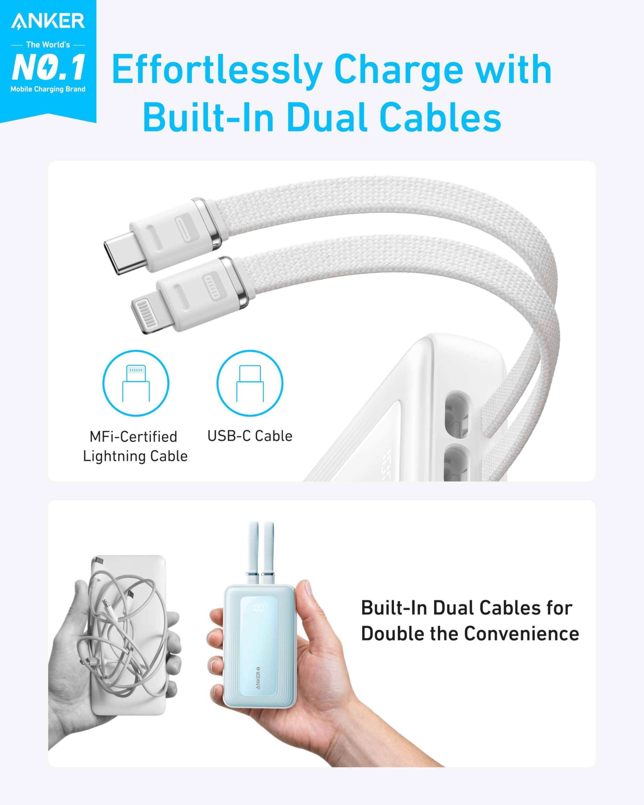 Foto 4 pulgar | Batería Externa Anker Zolo De 10 000 Mah Y 30 W Con Cable Usb C Y Lightning - Venta Internacional.