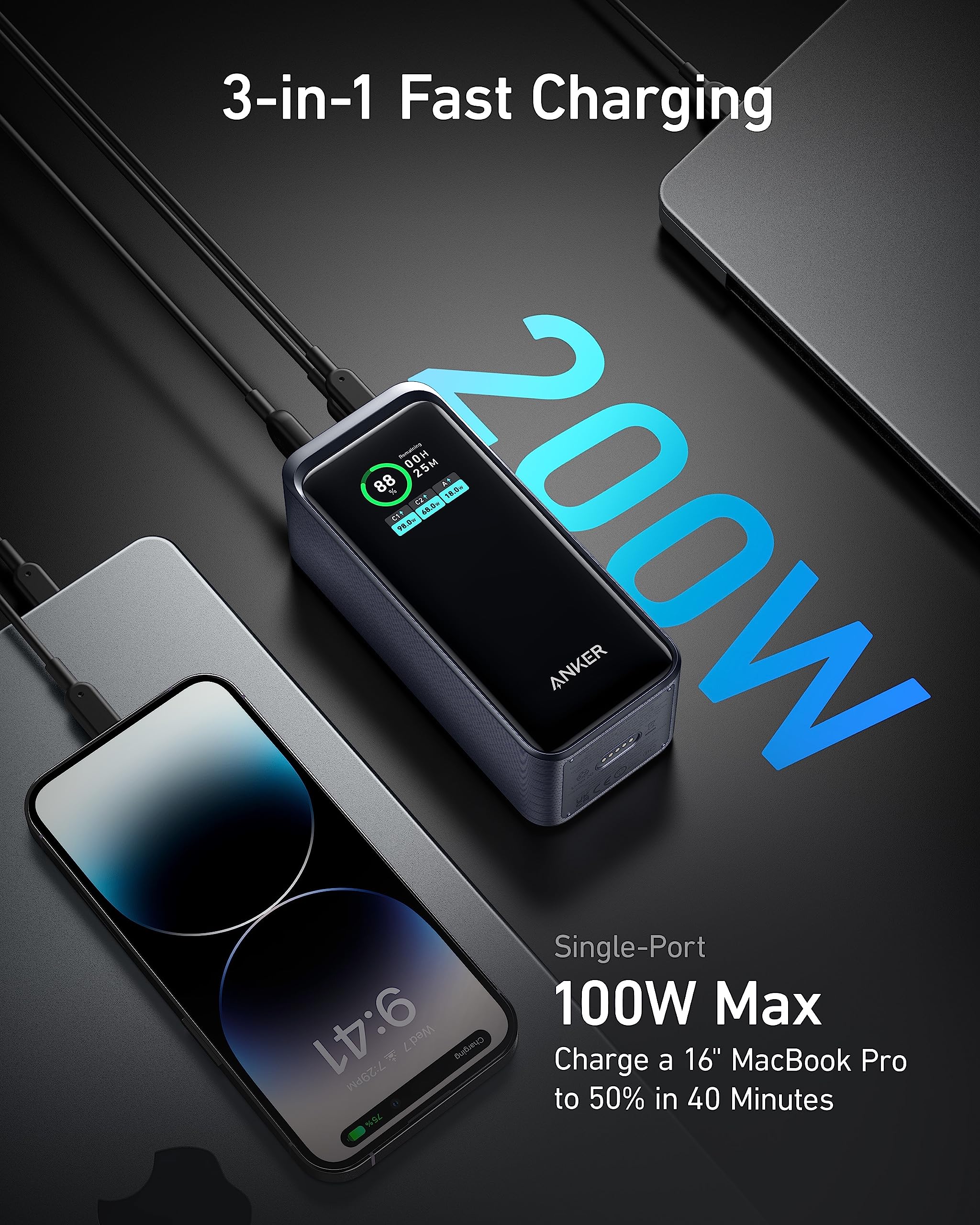 Foto 6 | Cable Anker 543 Usb-c A Usb-c, 240 W, 3 M O Más De Batería Externa, 20 000 Mah - Venta Internacional.