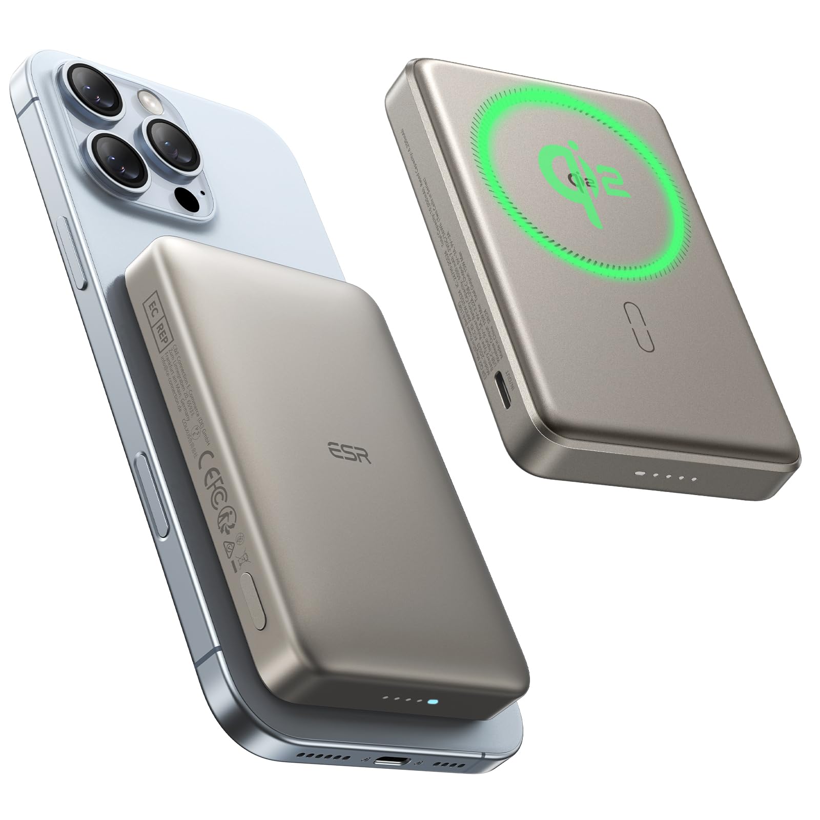 Foto 2 pulgar | Batería Externa Esr Magsafe De 10.000 Mah Y 15 W Para Iphone Titanium - Venta Internacional.