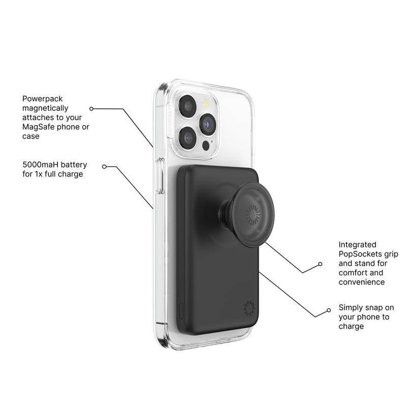 Foto 2 | Power Bank Popsockets Powerpack 5000 Mah Para Iphone - Negro - Venta Internacional.
