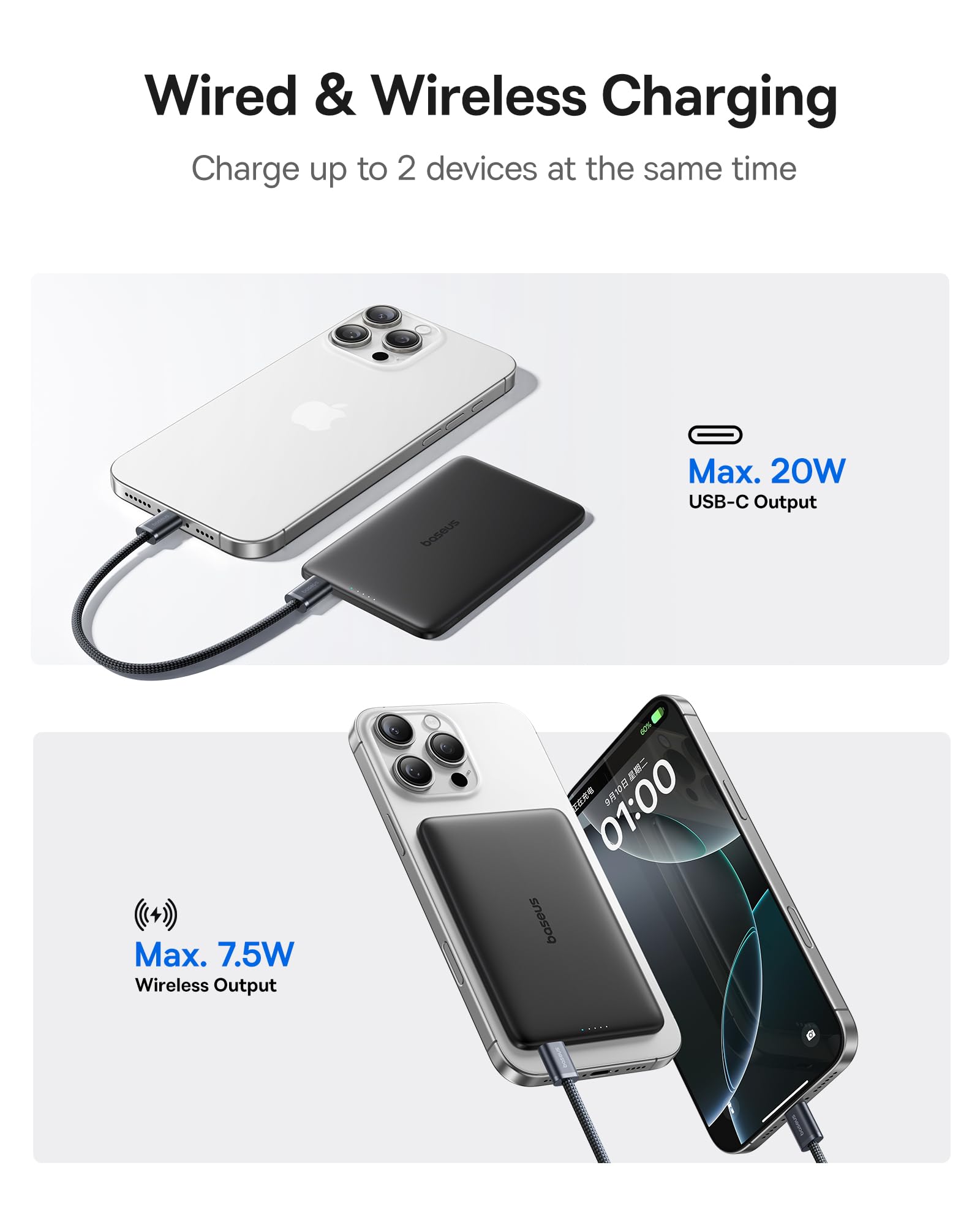 Foto 5 | Batería Externa Baseus Picogo, 5000 Mah, Magsafe, 0,3 Pulgadas, Ultradelgada - Venta Internacional.