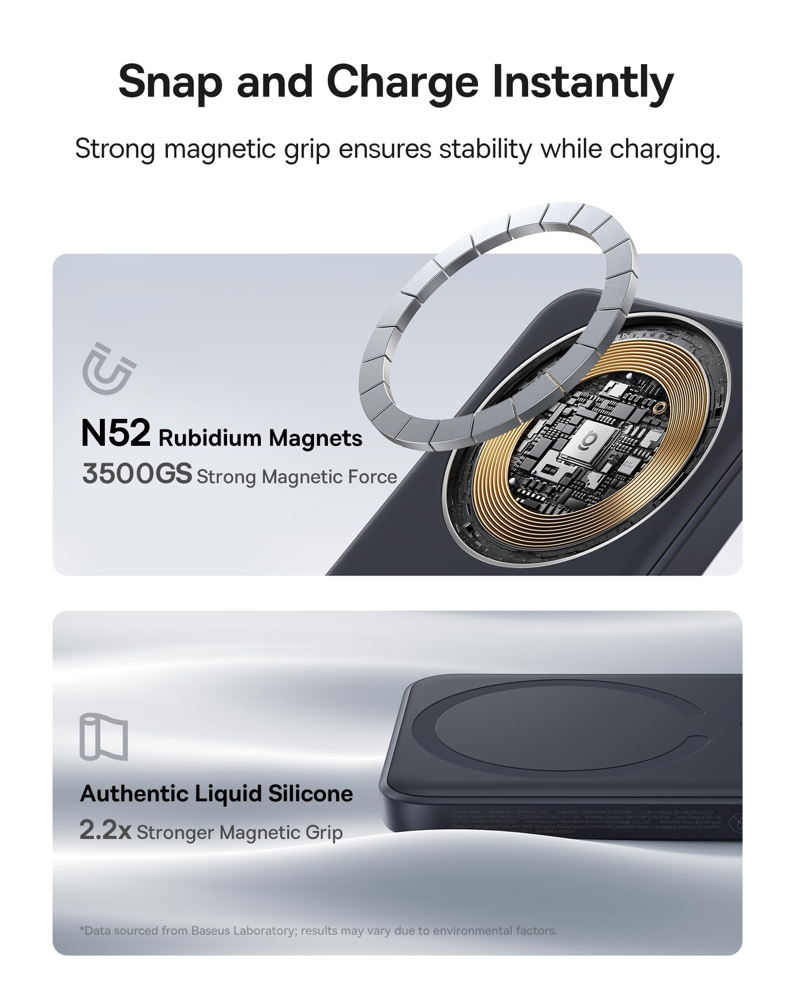 Foto 3 pulgar | Cargador Portátil Baseus De 10000 Mah, Banco De Energía Magnético Inalámbrico - Venta Internacional.