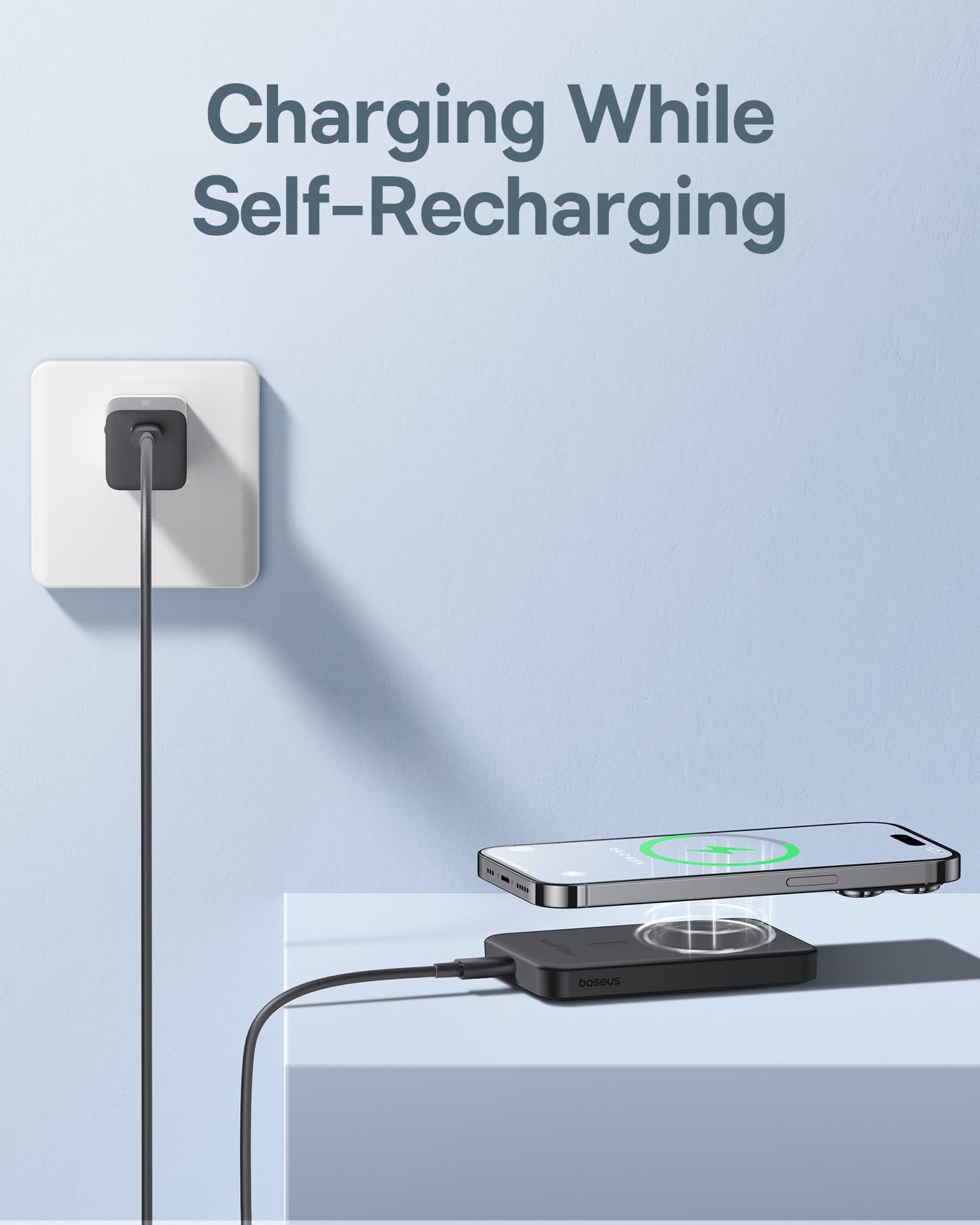 Foto 5 | Cargador Portátil Baseus Magsafe De 5000 Mah Y 20 W Para Iphone, Color Negro - Venta Internacional.