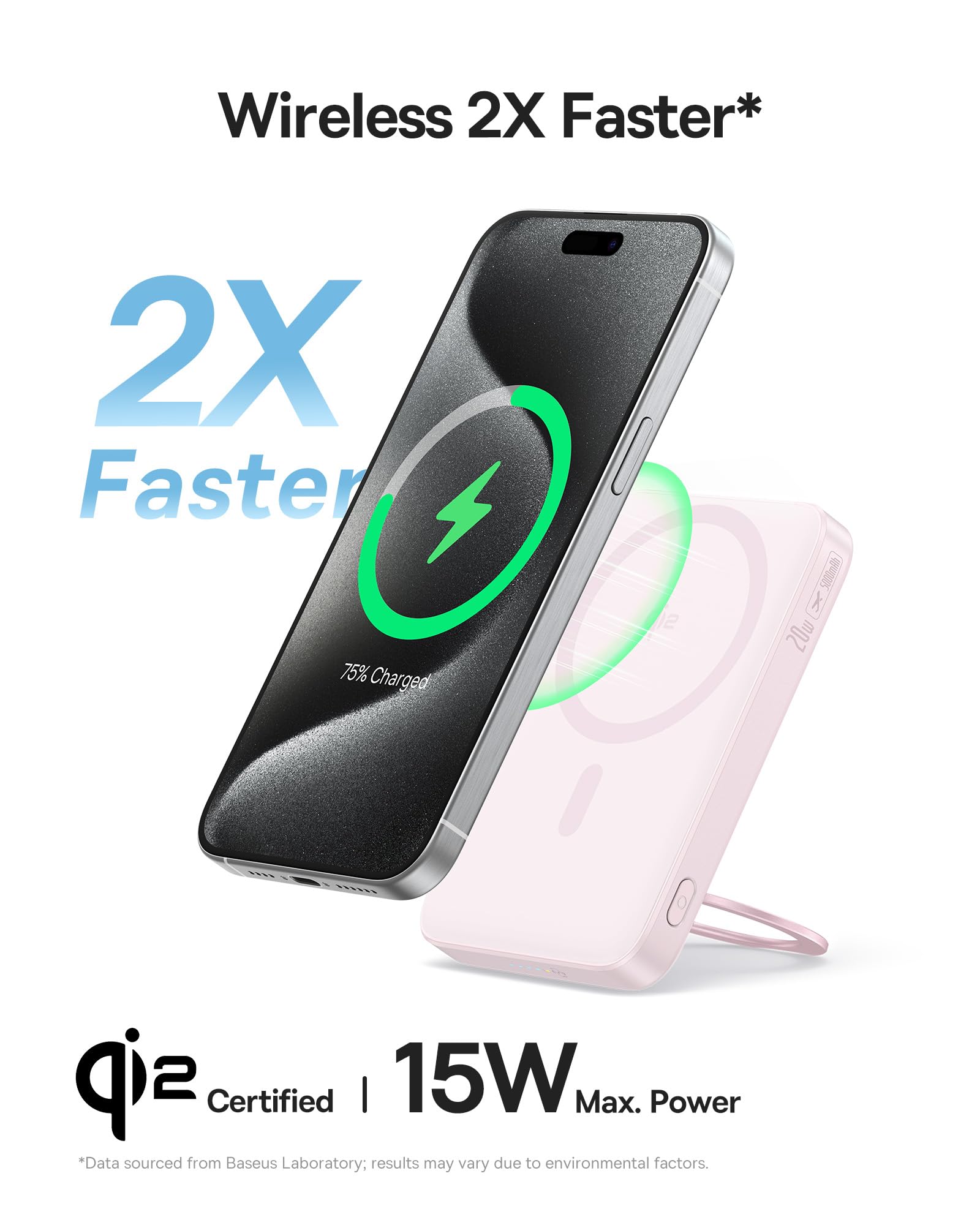 Foto 3 pulgar | Cargador Portátil Inalámbrico Baseus Qi2 Magsafe 15w 5000mah Rosa - Venta Internacional.
