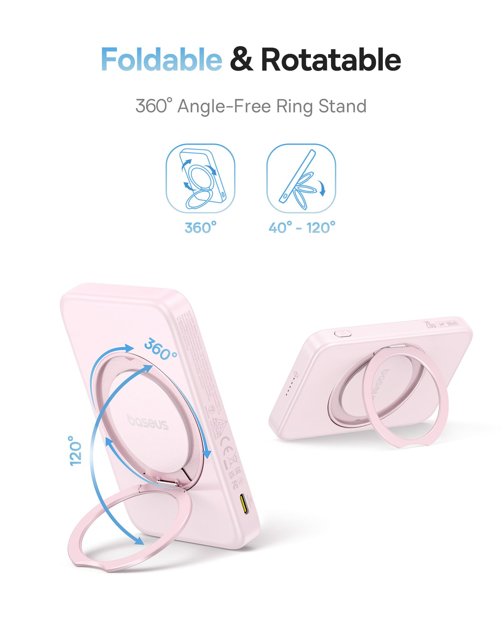 Foto 5 pulgar | Cargador Portátil Inalámbrico Baseus Qi2 Magsafe 15w 5000mah Rosa - Venta Internacional.