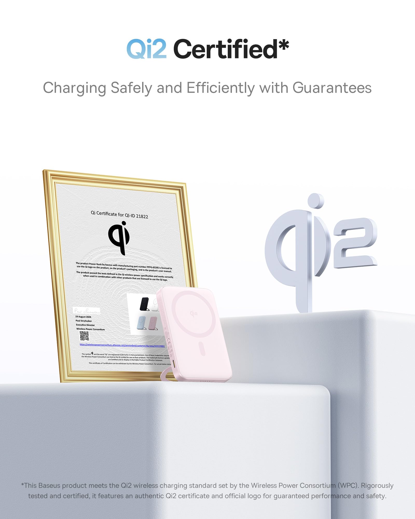 Foto 8 pulgar | Cargador Portátil Inalámbrico Baseus Qi2 Magsafe 15w 5000mah Rosa - Venta Internacional.