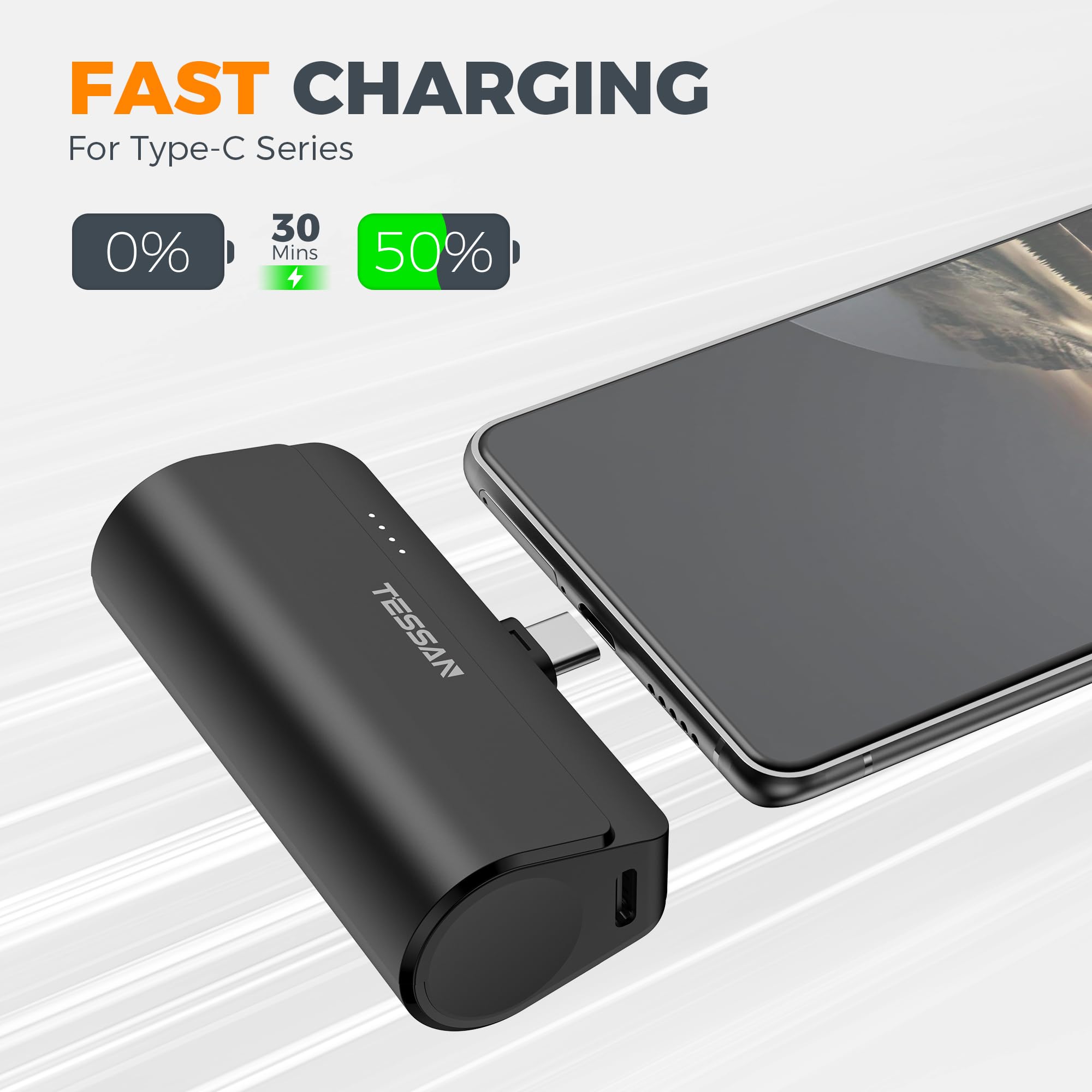 Foto 4 pulgar | Cargador Portátil Tessan Mini 5000 Mah Con Usb-c Para Iphone 15 - Venta Internacional.