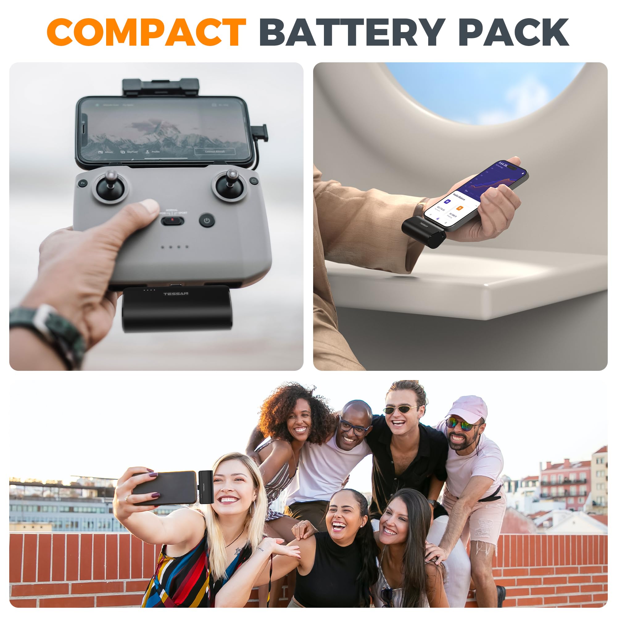 Foto 7 pulgar | Cargador Portátil Tessan Mini 5000 Mah Con Usb-c Para Iphone 15 - Venta Internacional.