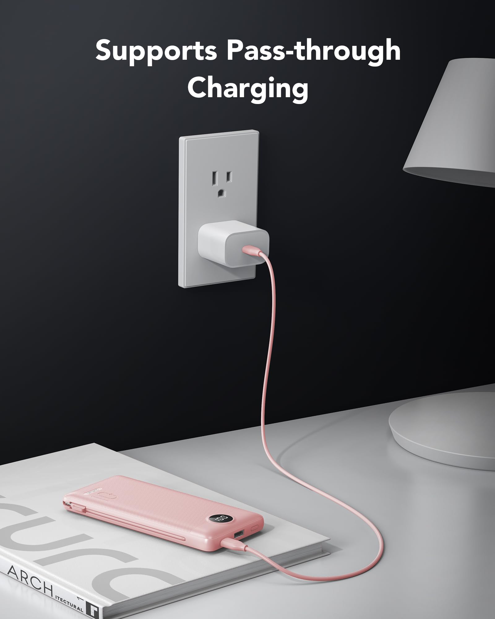 Foto 8 pulgar | Cargador Portátil Power Bank Vrurc De 10000 Mah Con Enchufe De Pared, Color Rosa - Venta Internacional.
