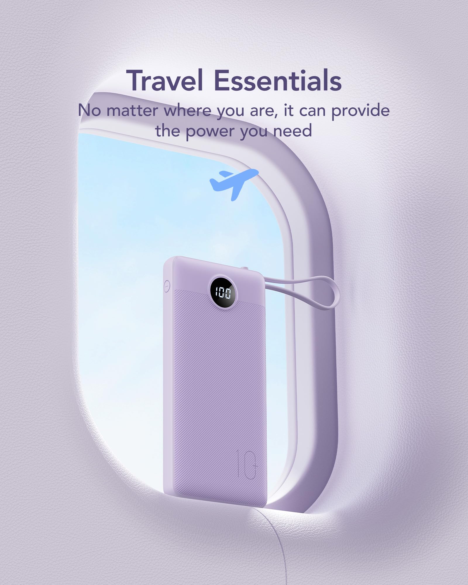 Foto 8 pulgar | Cargador Portátil Power Bank Vrurc De 10000 Mah Con Cables, Color Lavanda - Venta Internacional.