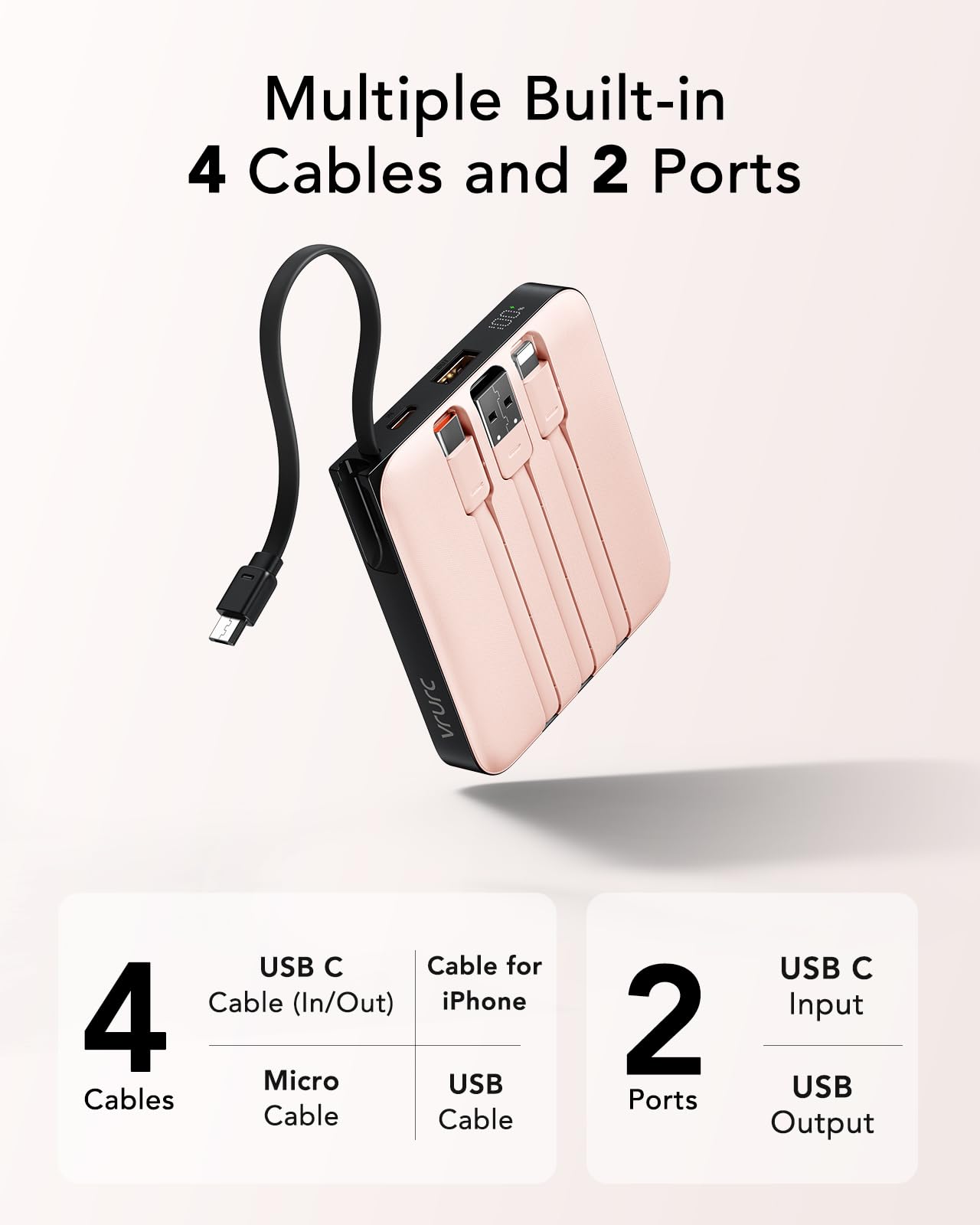 Foto 3 pulgar | Power Bank Vrurc 20000 Mah, 22,5 W, Carga Rápida Usb-c, Rosa - Venta Internacional.