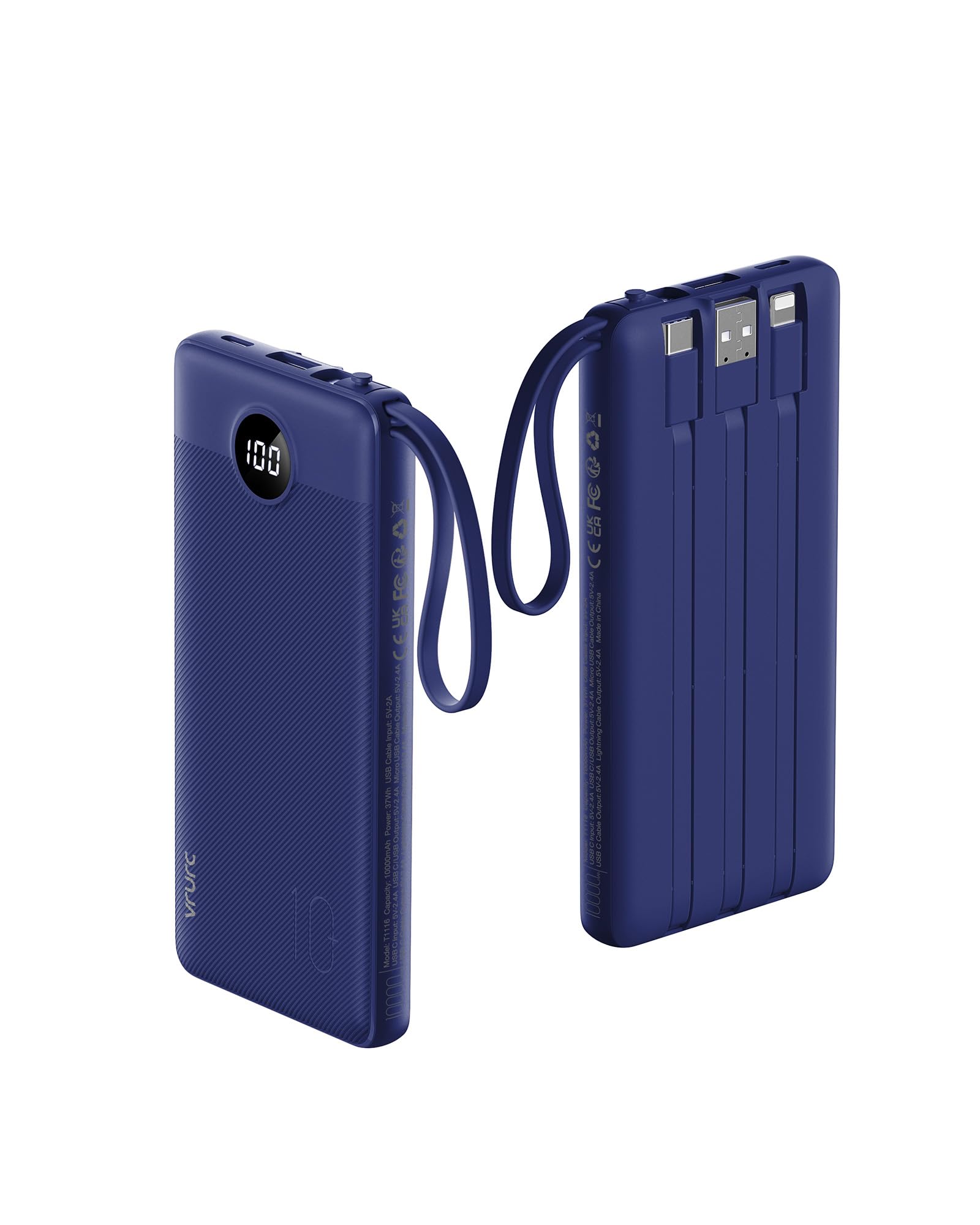 Foto 2 pulgar | Power Bank Vrurc De 10000 Mah Con 5 Salidas Y 2 Entradas, Color Azul Marino - Venta Internacional.