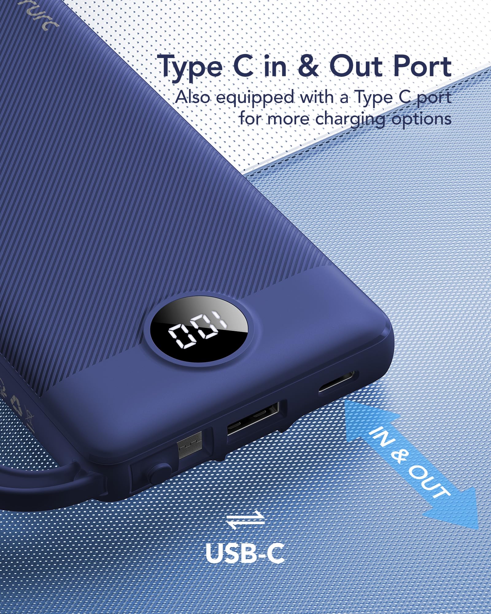 Foto 5 pulgar | Power Bank Vrurc De 10000 Mah Con 5 Salidas Y 2 Entradas, Color Azul Marino - Venta Internacional.