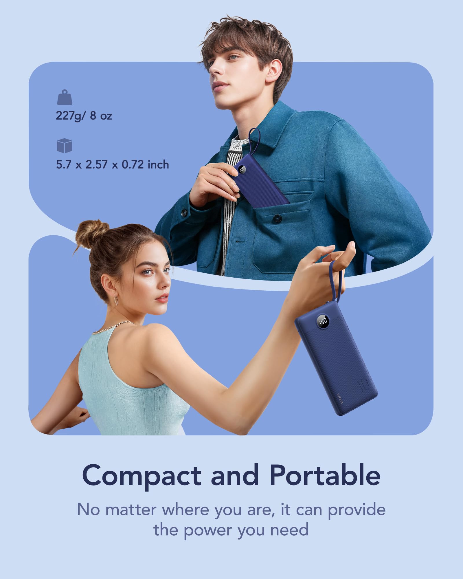Foto 6 pulgar | Power Bank Vrurc De 10000 Mah Con 5 Salidas Y 2 Entradas, Color Azul Marino - Venta Internacional.