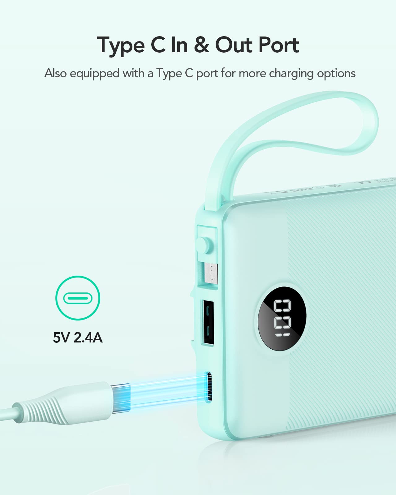 Foto 4 pulgar | Banco De Energía Vrurc De 10000 Mah Con Cables Integrados, 5 Salidas Y 2 Entradas - Venta Internacional.