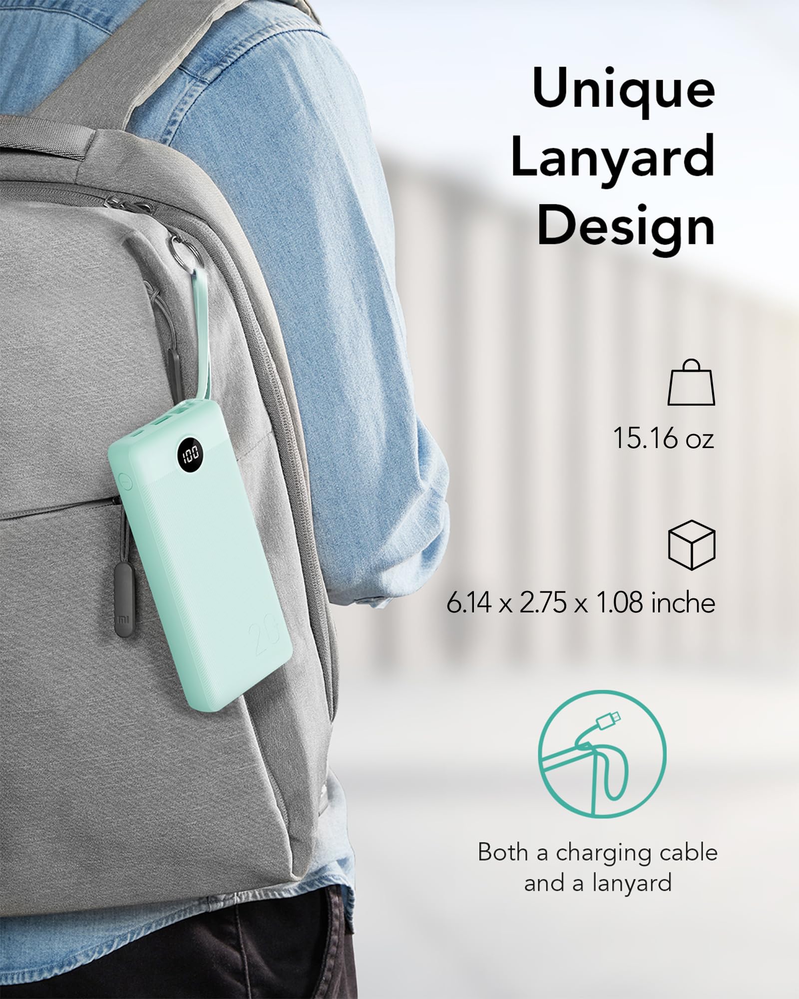 Foto 7 | Cargador Portátil Vrurc Power Bank De 20000 Mah Con Pantalla Led - Venta Internacional.