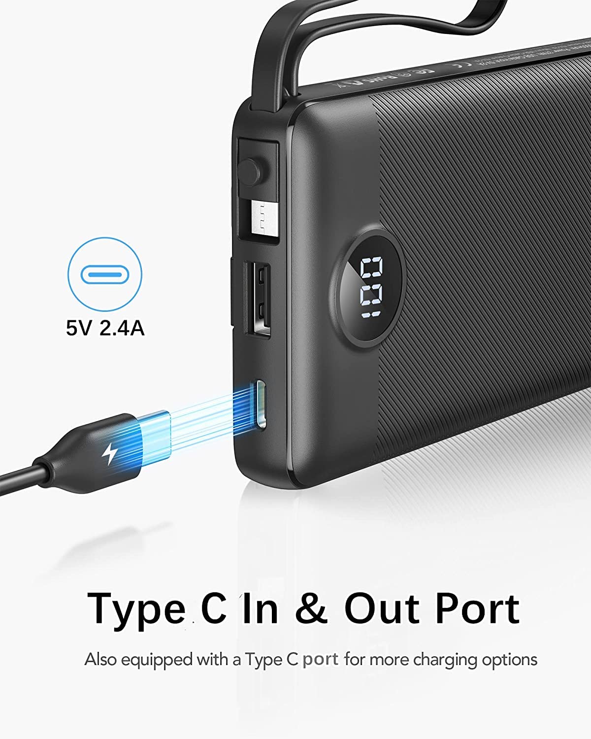 Foto 6 pulgar | Banco De Energía Vrurc De 10000 Mah Con Cables Integrados, 5 Salidas Y 2 Entradas - Venta Internacional.