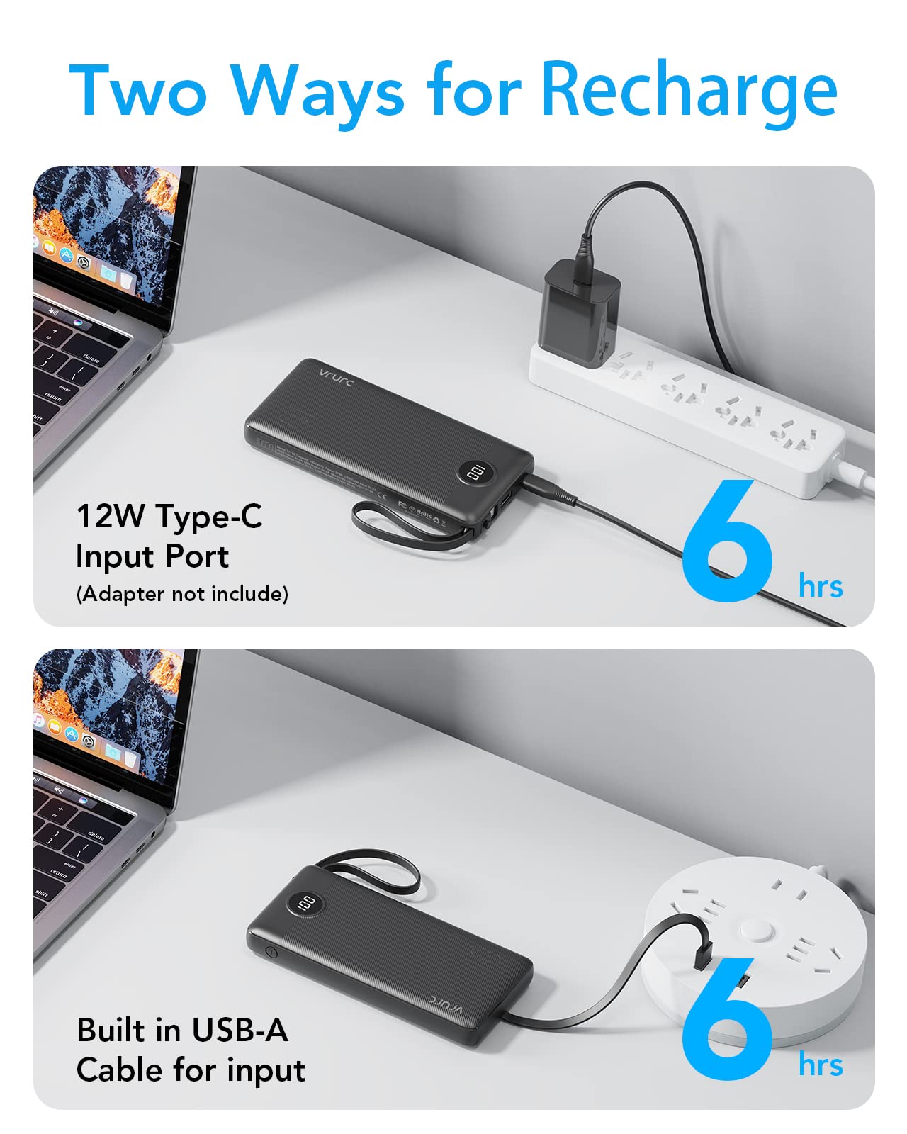 Foto 8 pulgar | Banco De Energía Vrurc De 10000 Mah Con Cables Integrados, 5 Salidas Y 2 Entradas - Venta Internacional.