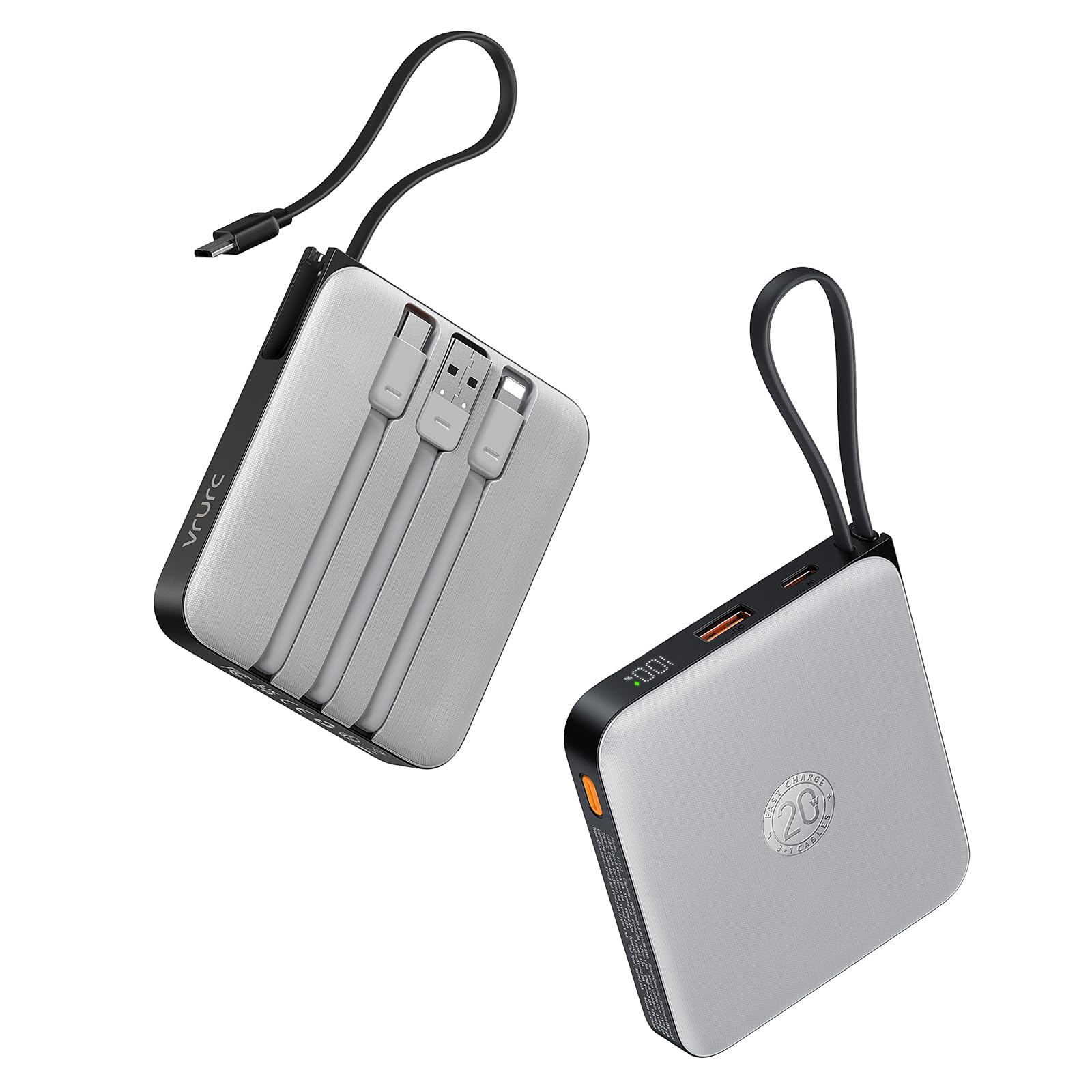 Foto 2 pulgar | Cargador Portátil Vrurc De 10000 Mah Con 4 Cables Integrados, Color Gris - Venta Internacional.
