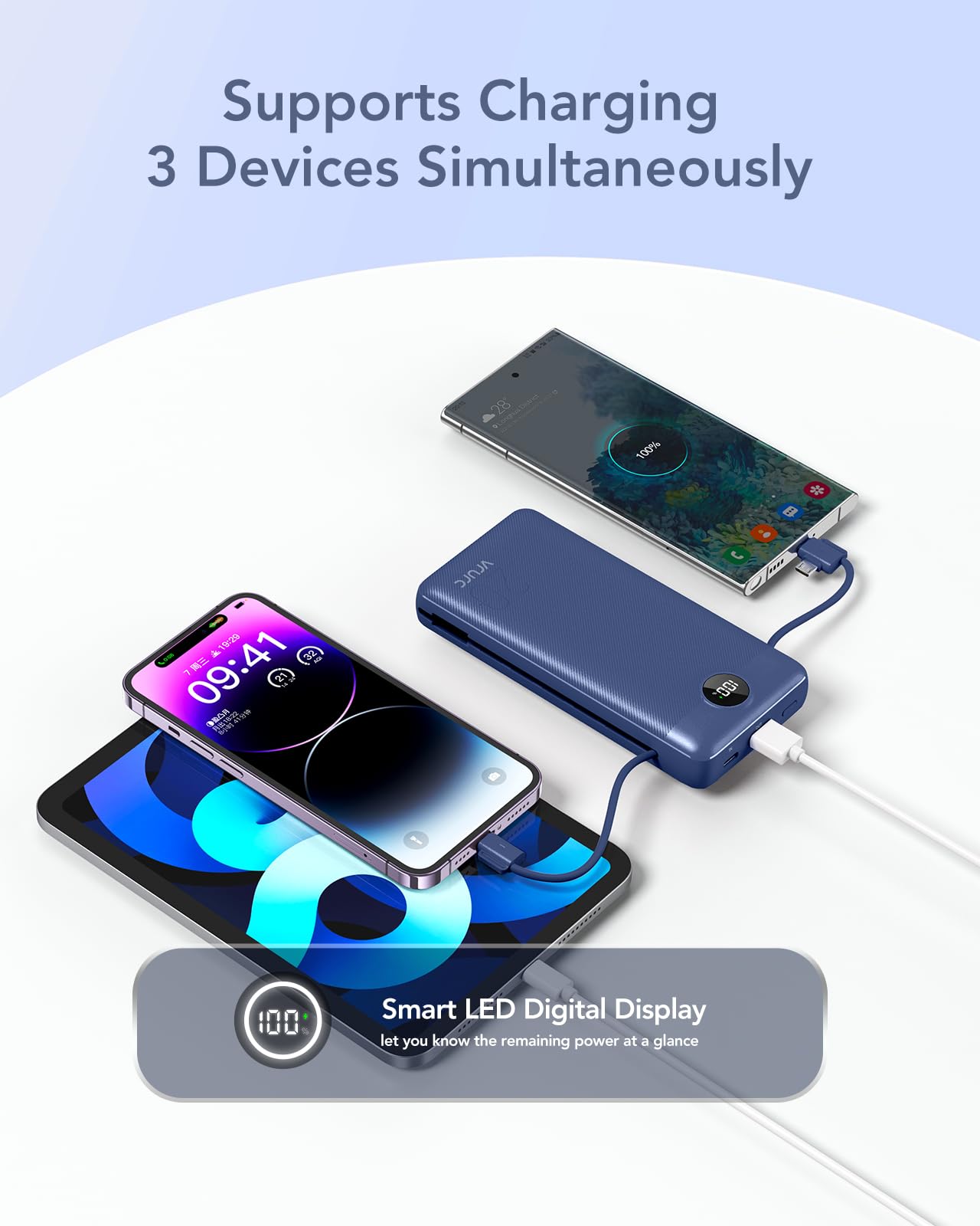 Foto 7 | Cargador Portátil Vrurc 20000mah Usb C De Carga Rápida Azul - Venta Internacional.
