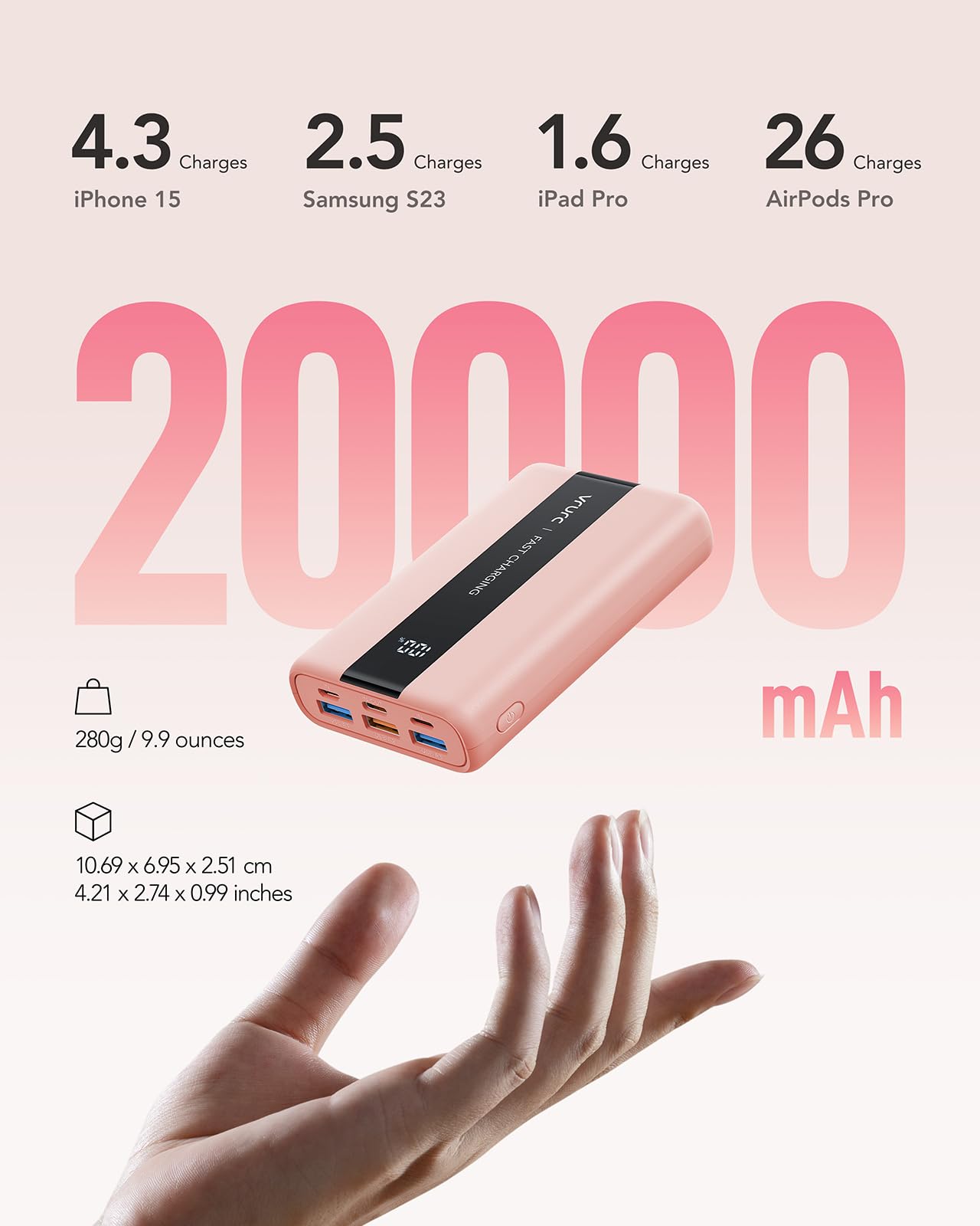 Foto 3 pulgar | Cargador Portátil Vrurc 20000mah 22,5 W Usb-c De Carga Rápida - Venta Internacional.
