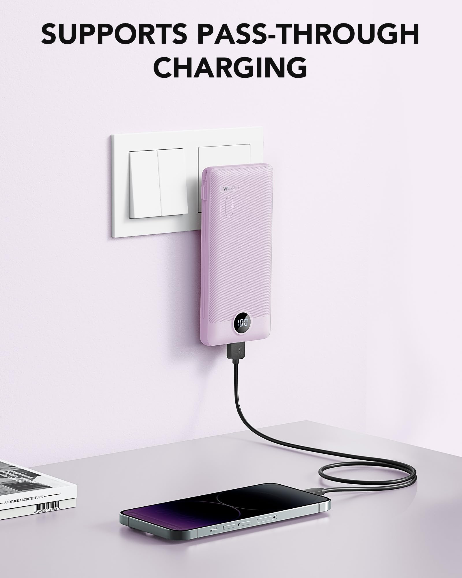 Foto 3 pulgar | Cargador Portátil Vrurc De 10000 Mah Con Cables Y Enchufe Integrados - Venta Internacional.