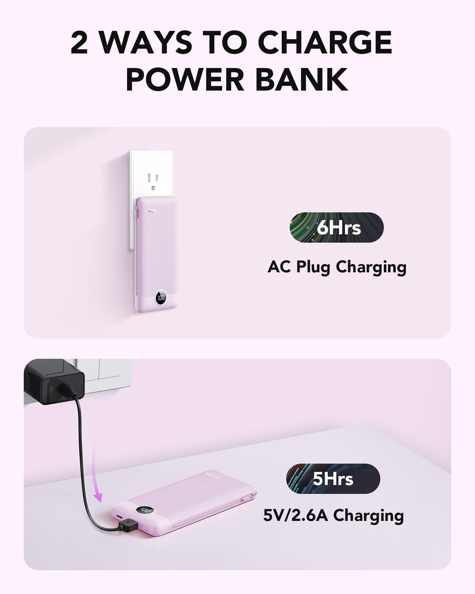 Foto 6 pulgar | Cargador Portátil Vrurc De 10000 Mah Con Cables Y Enchufe Integrados - Venta Internacional.