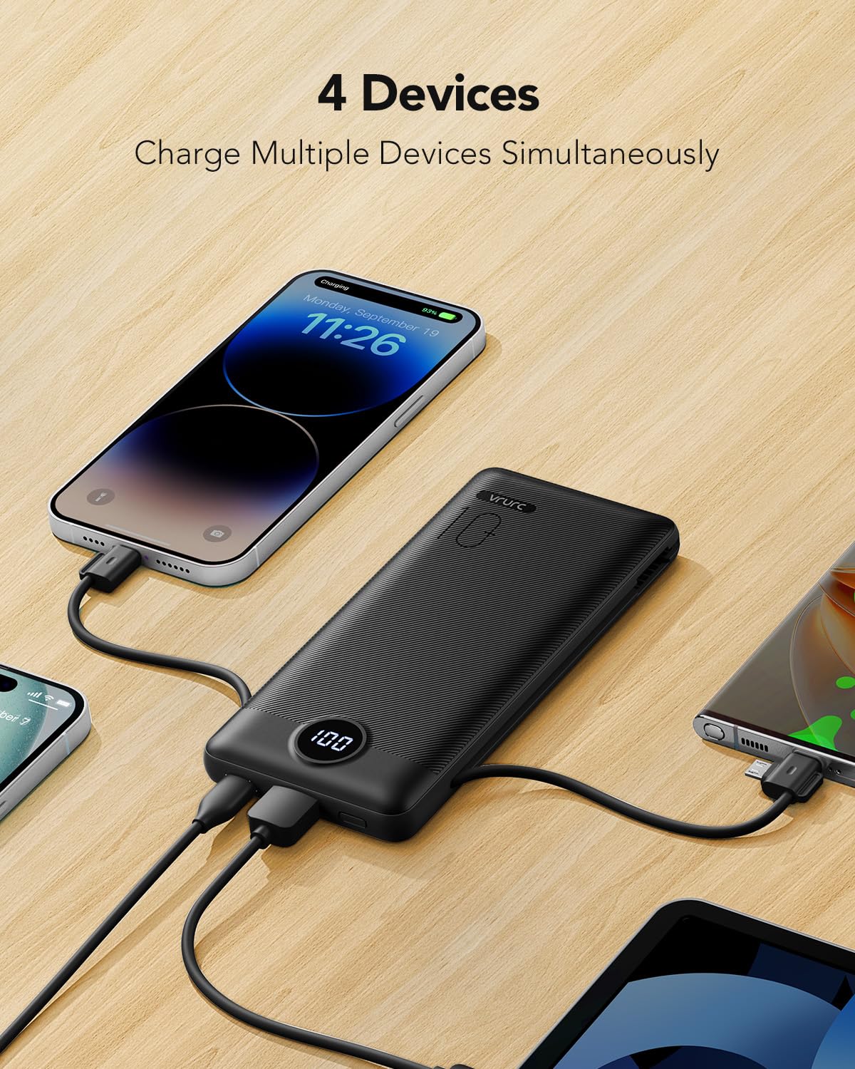 Foto 7 pulgar | Cargador Portátil Vrurc De 10000 Mah Con Cables Y Enchufe Integrados - Venta Internacional.