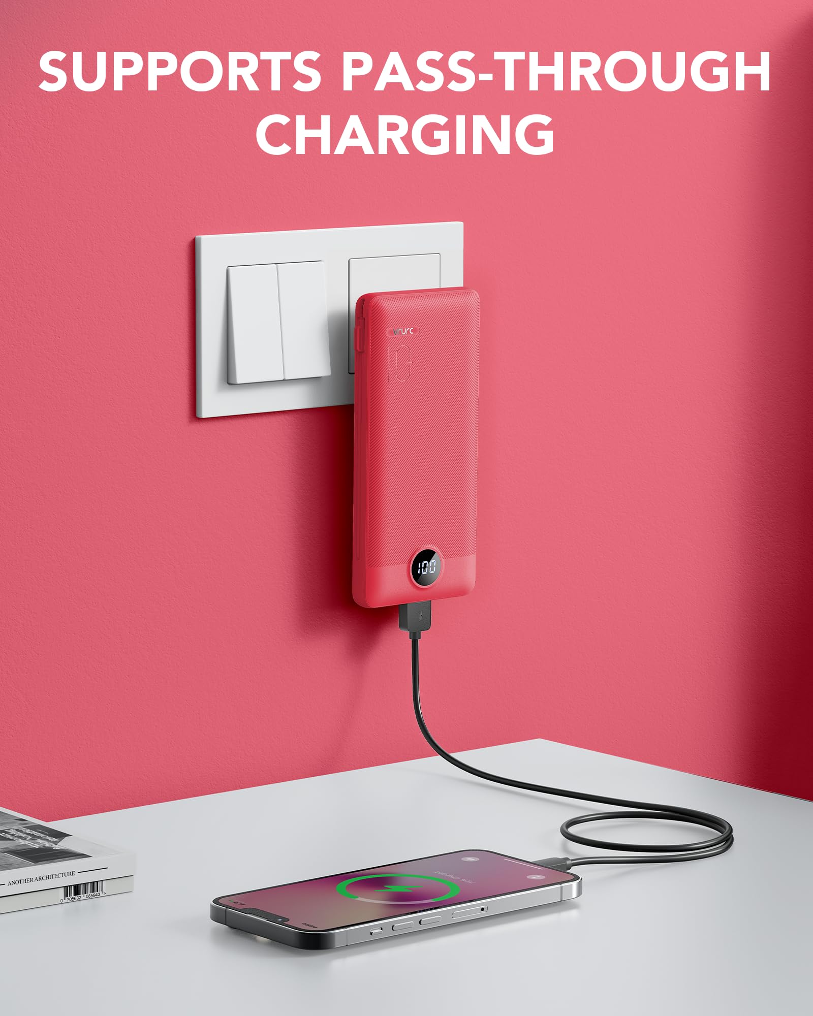 Foto 2 | Cargador Portátil Vrurc De 10000 Mah Con Cables Y Enchufe Integrados - Venta Internacional.