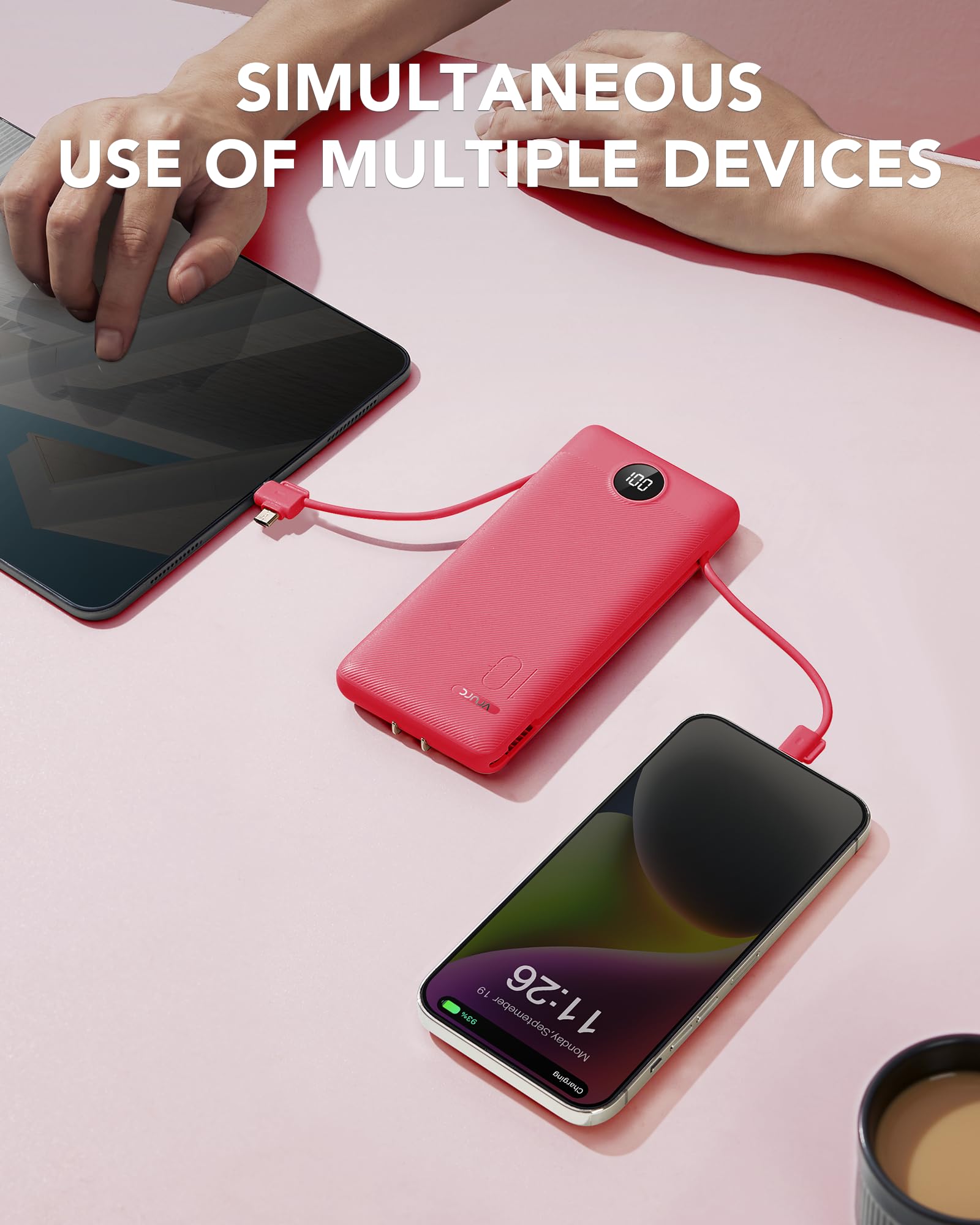 Foto 7 pulgar | Cargador Portátil Vrurc De 10000 Mah Con Cables Y Enchufe Integrados - Venta Internacional.
