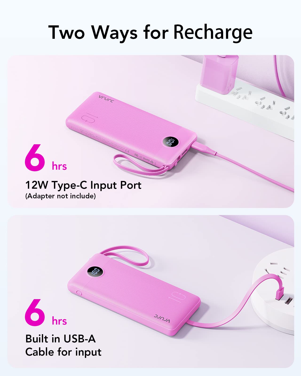 Foto 7 pulgar | Banco De Energía Vrurc De 10000 Mah Con Pantalla Led De 5 Salidas Y 2 Entradas - Venta Internacional.