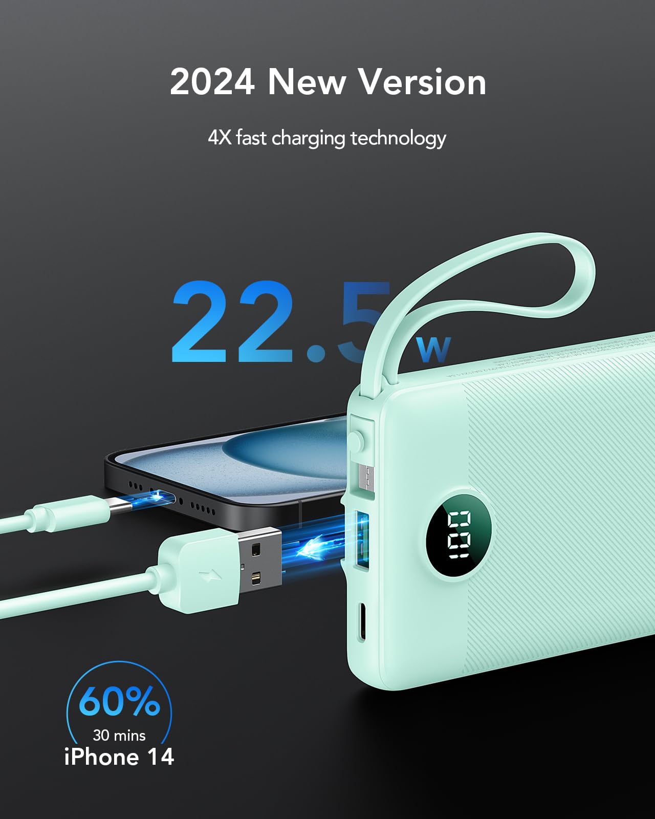 Foto 3 pulgar | Cargador Portátil Vrurc De 10000 Mah, 22,5 W, Carga Rápida, Verde - Venta Internacional.