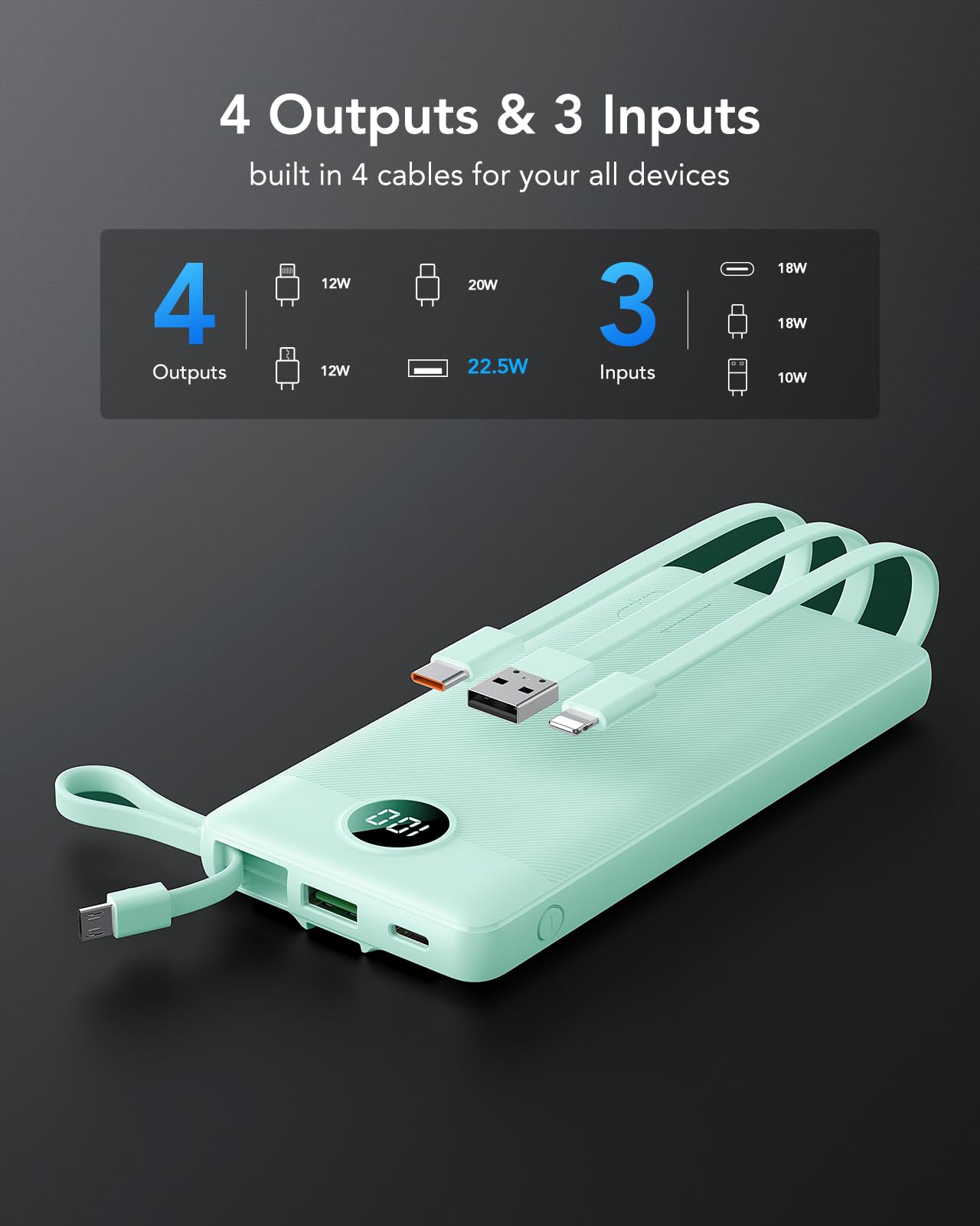 Foto 4 pulgar | Cargador Portátil Vrurc De 10000 Mah, 22,5 W, Carga Rápida, Verde - Venta Internacional.