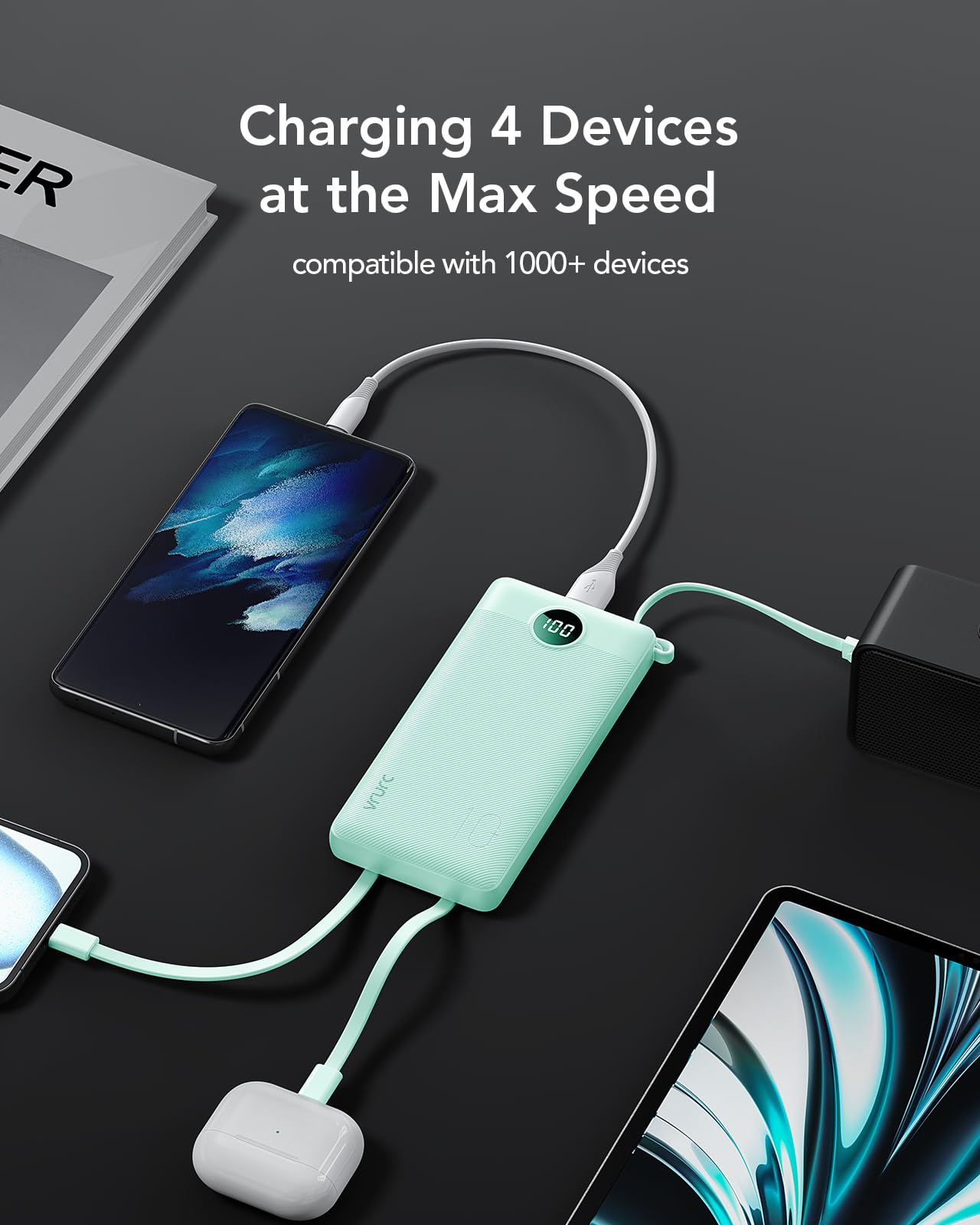 Foto 5 | Cargador Portátil Vrurc De 10000 Mah, 22,5 W, Carga Rápida, Verde - Venta Internacional.