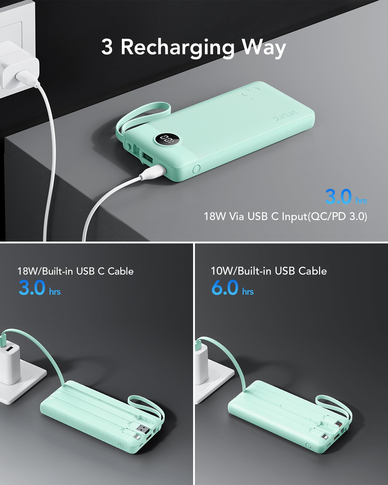 Foto 7 pulgar | Cargador Portátil Vrurc De 10000 Mah, 22,5 W, Carga Rápida, Verde - Venta Internacional.
