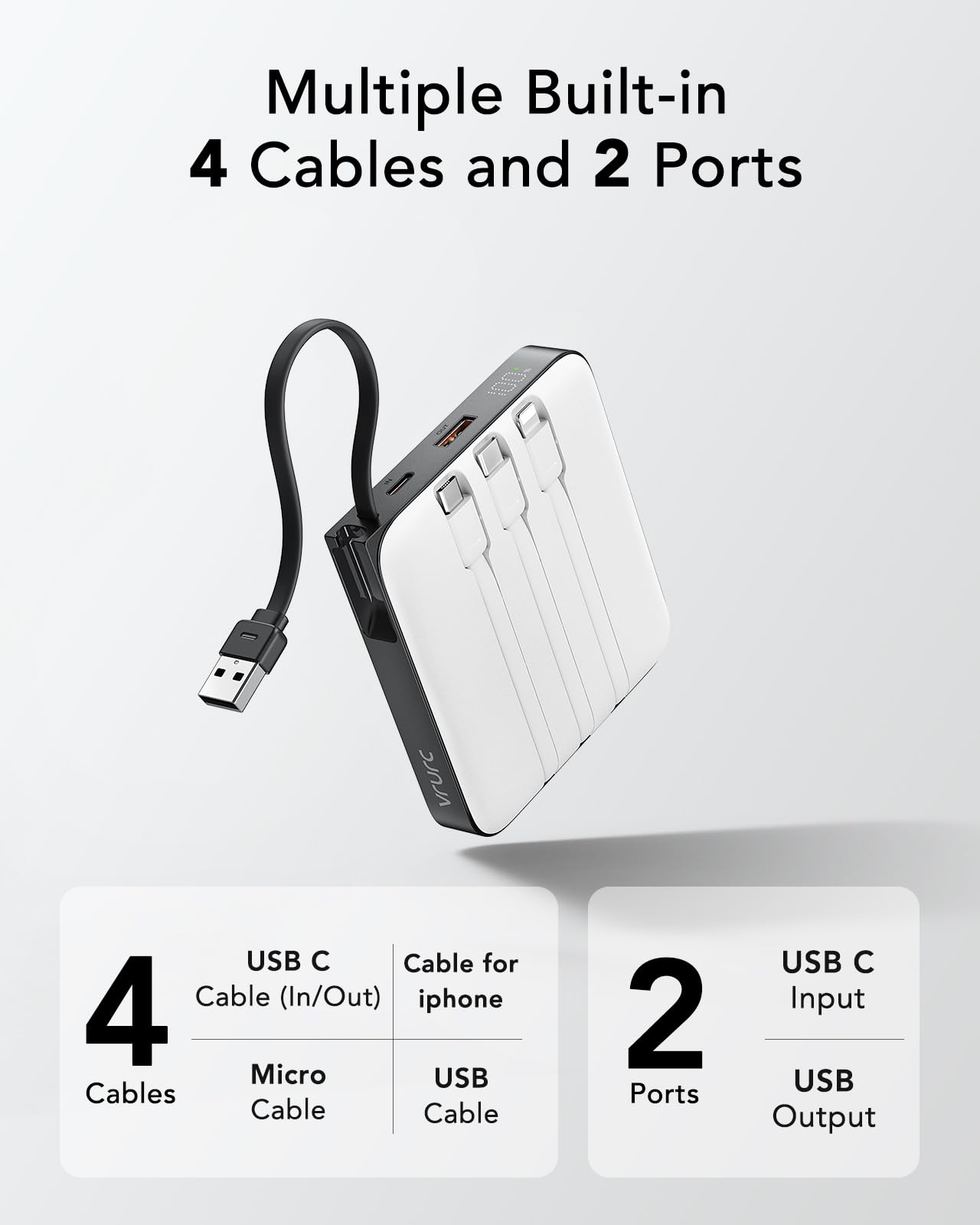 Foto 4 pulgar | Cargador Portátil Vrurc Power Bank De 20000 Mah Para Iphone, Color Blanco - Venta Internacional.