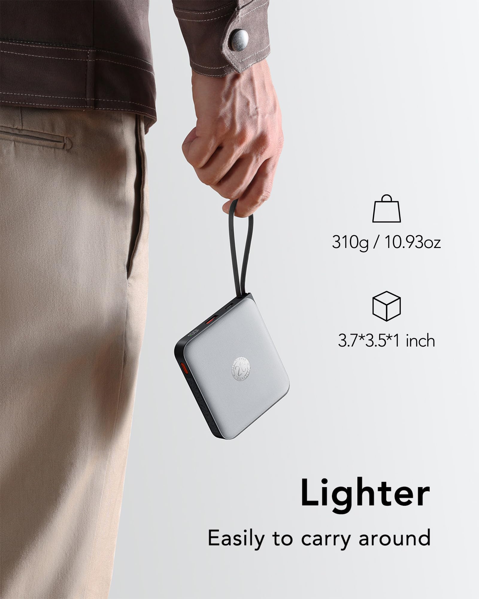 Foto 4 | Power Bank Vrurc De Carga Rápida De 20000 Mah Con 4 Cables, Color Gris - Venta Internacional.