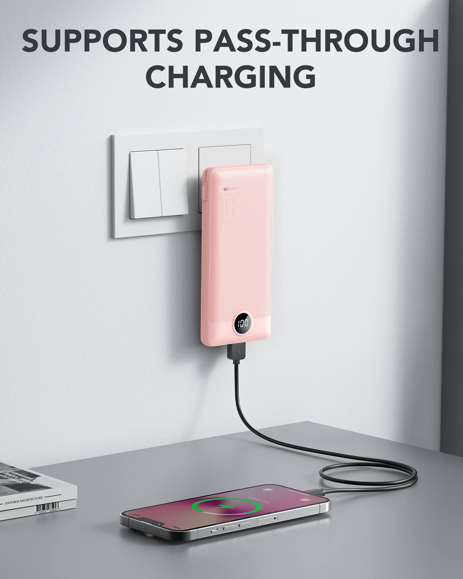 Foto 3 pulgar | Cargador Portátil Vrurc De 10000 Mah Con Cables Y Enchufe Integrados - Venta Internacional.
