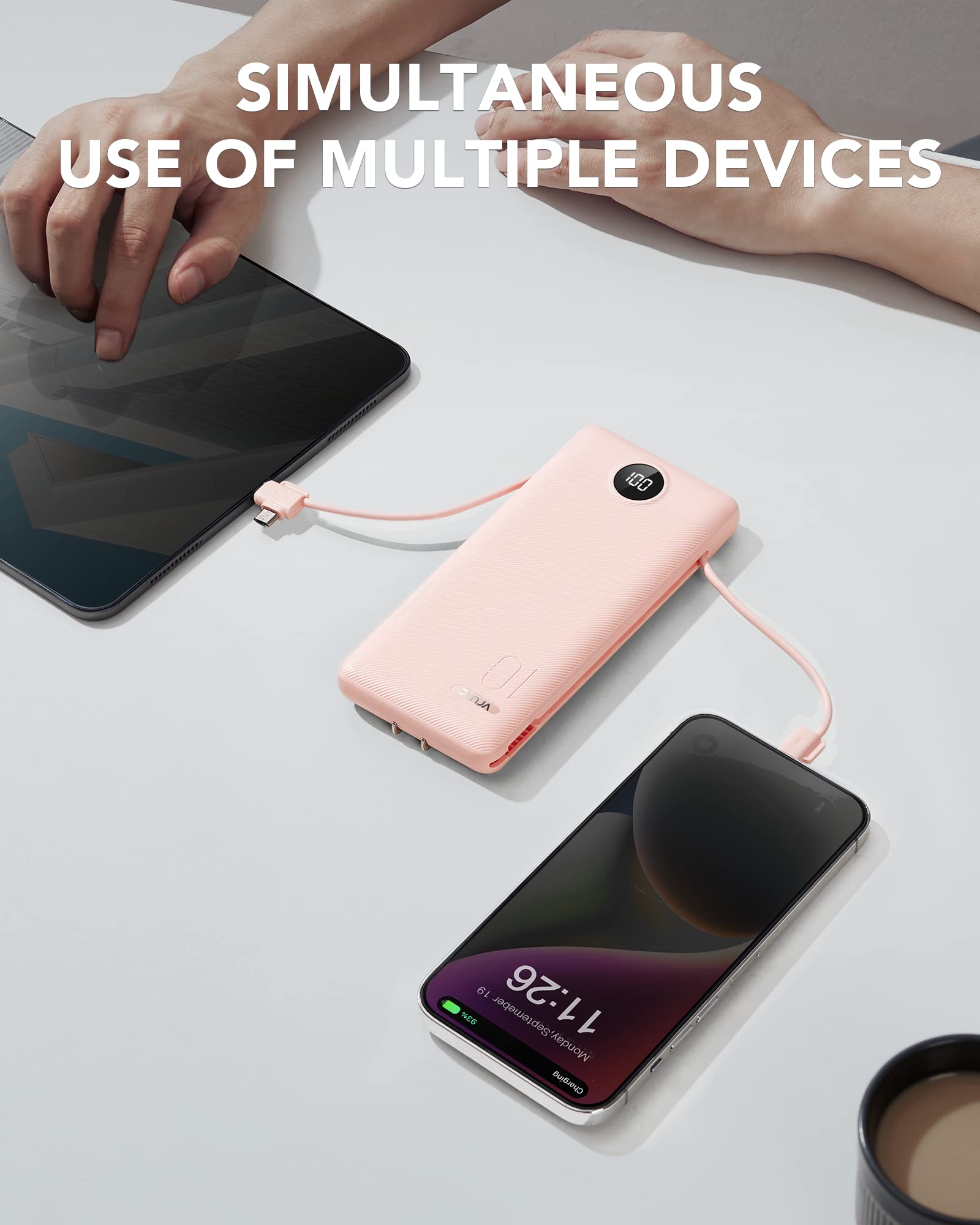 Foto 8 pulgar | Cargador Portátil Vrurc De 10000 Mah Con Cables Y Enchufe Integrados - Venta Internacional.